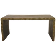 1960s Brass Nailhead Parsons Coffee Table