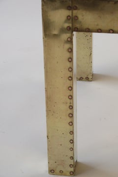 1960s Brass Nailhead Side Table