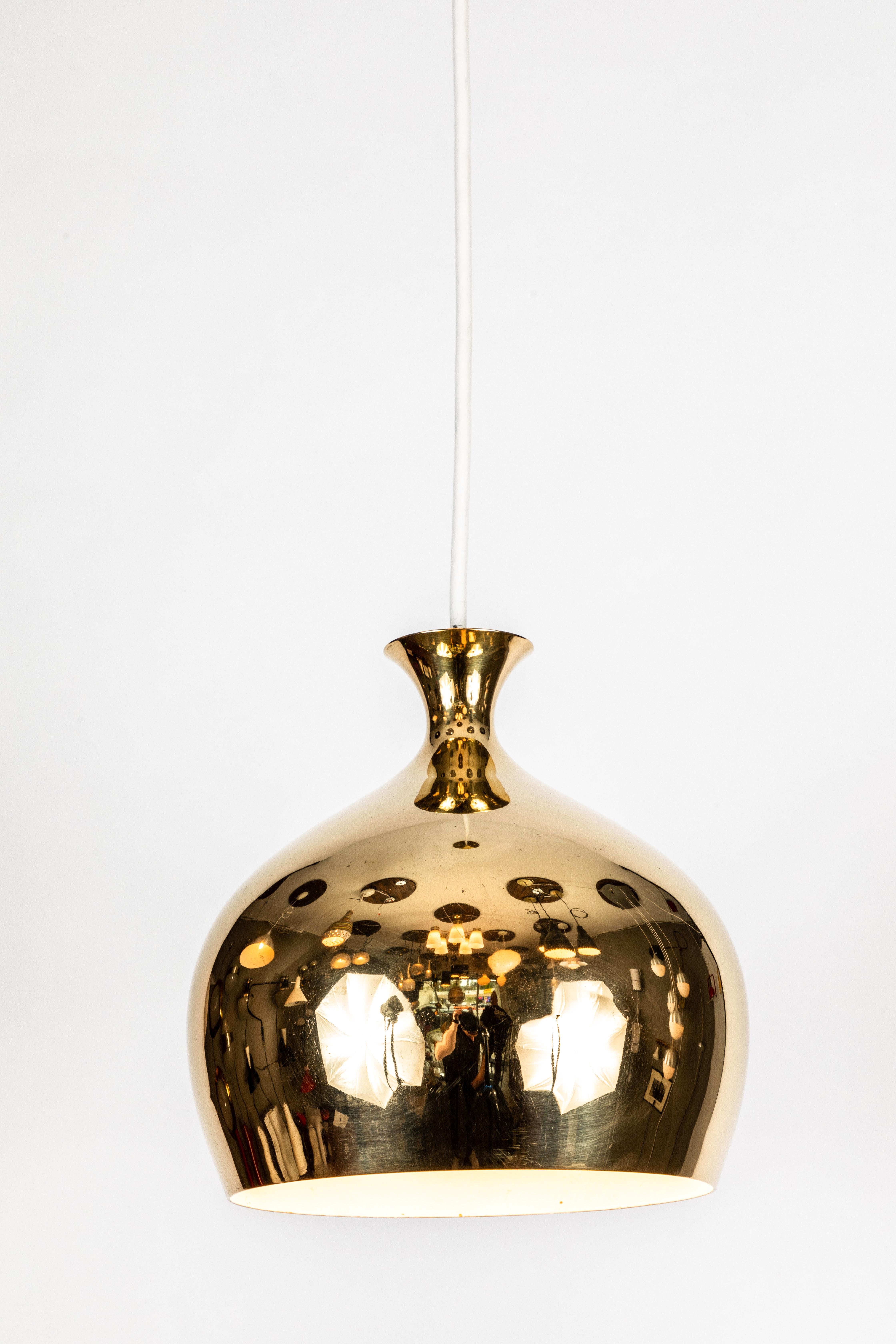 Swedish 1960s Brass 'Onion' Pendants by Helge Zimdal for Falkenberg