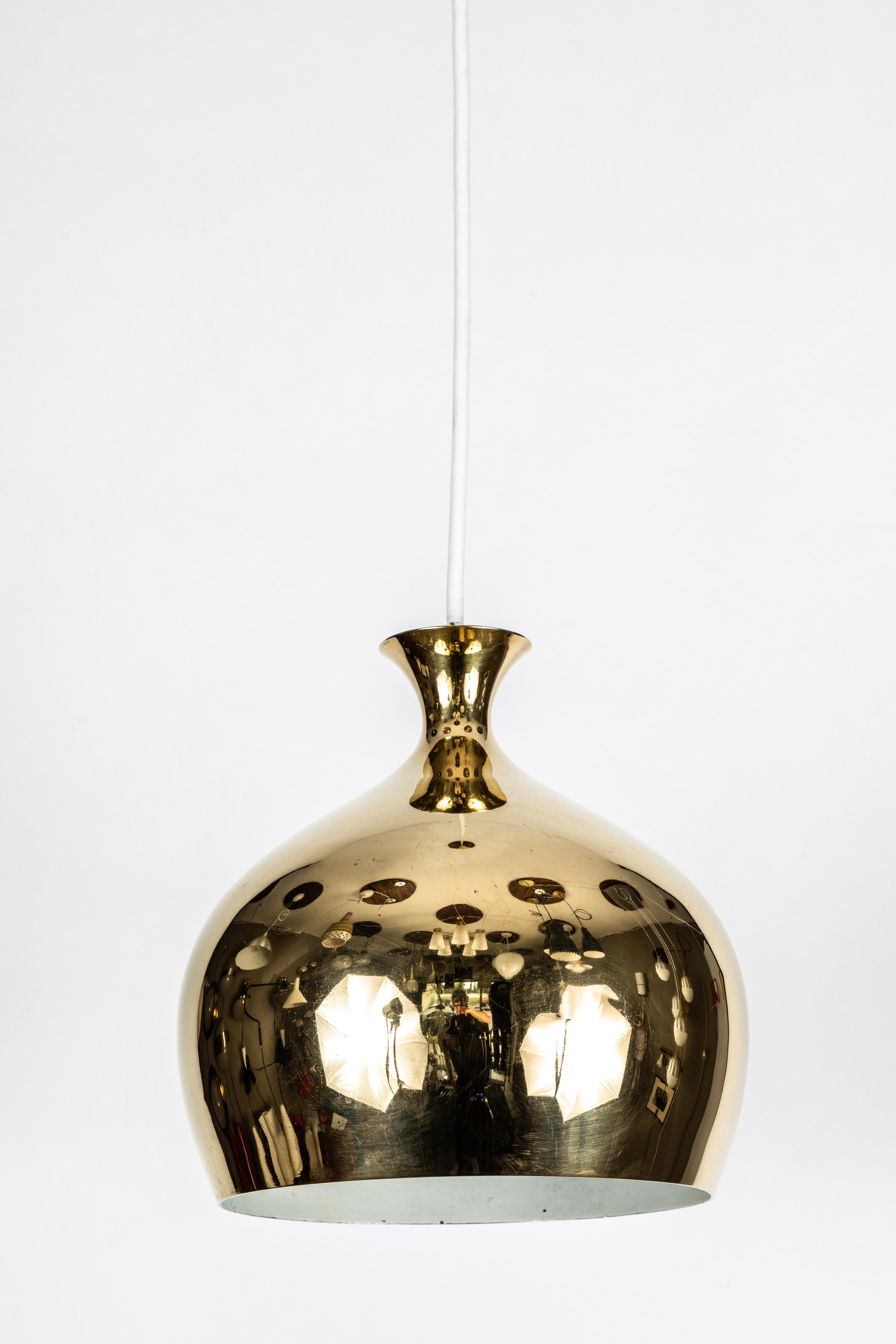 1960s Brass 'Onion' Pendants by Helge Zimdal for Falkenberg In Good Condition In Glendale, CA