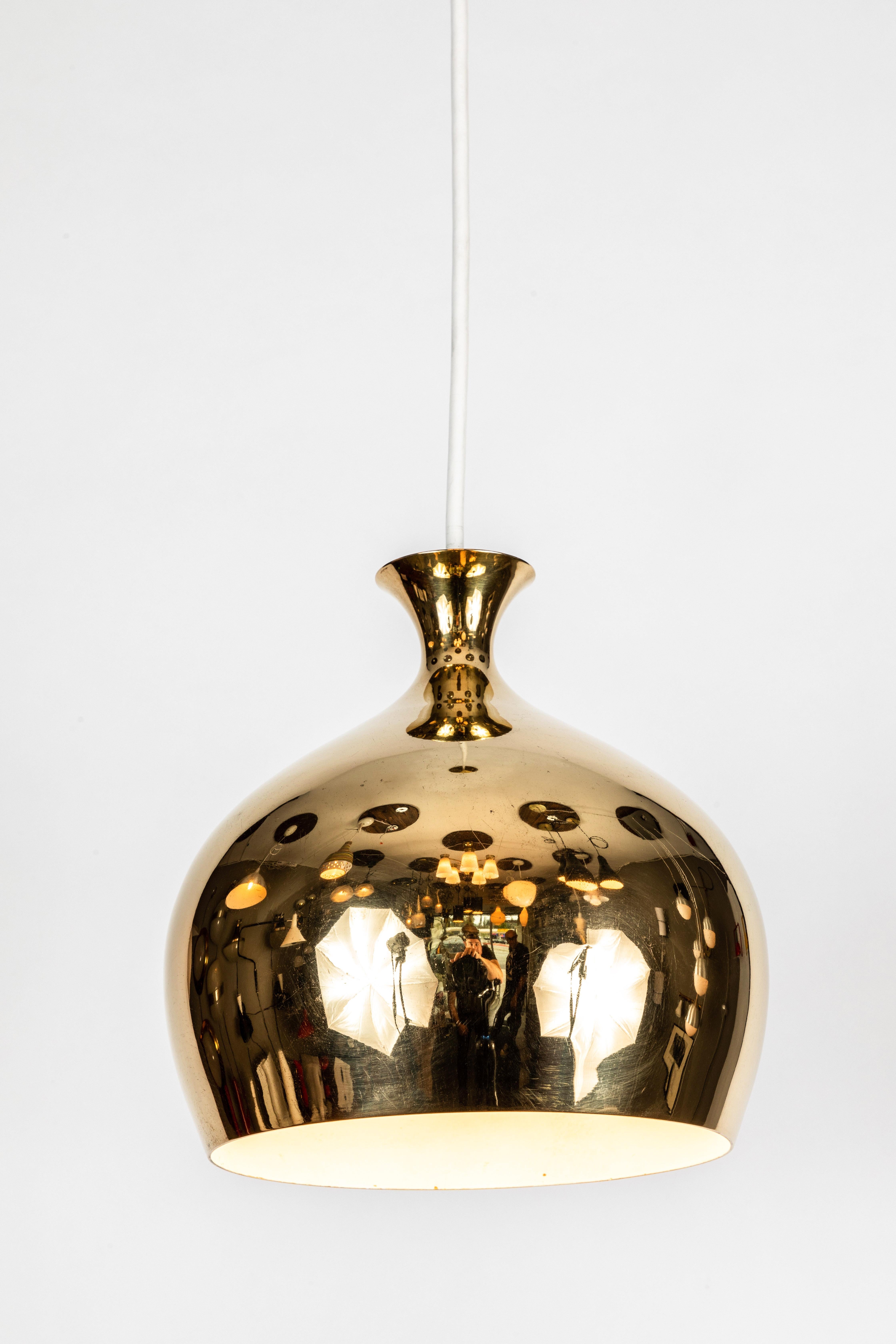 Mid-20th Century 1960s Brass 'Onion' Pendants by Helge Zimdal for Falkenberg