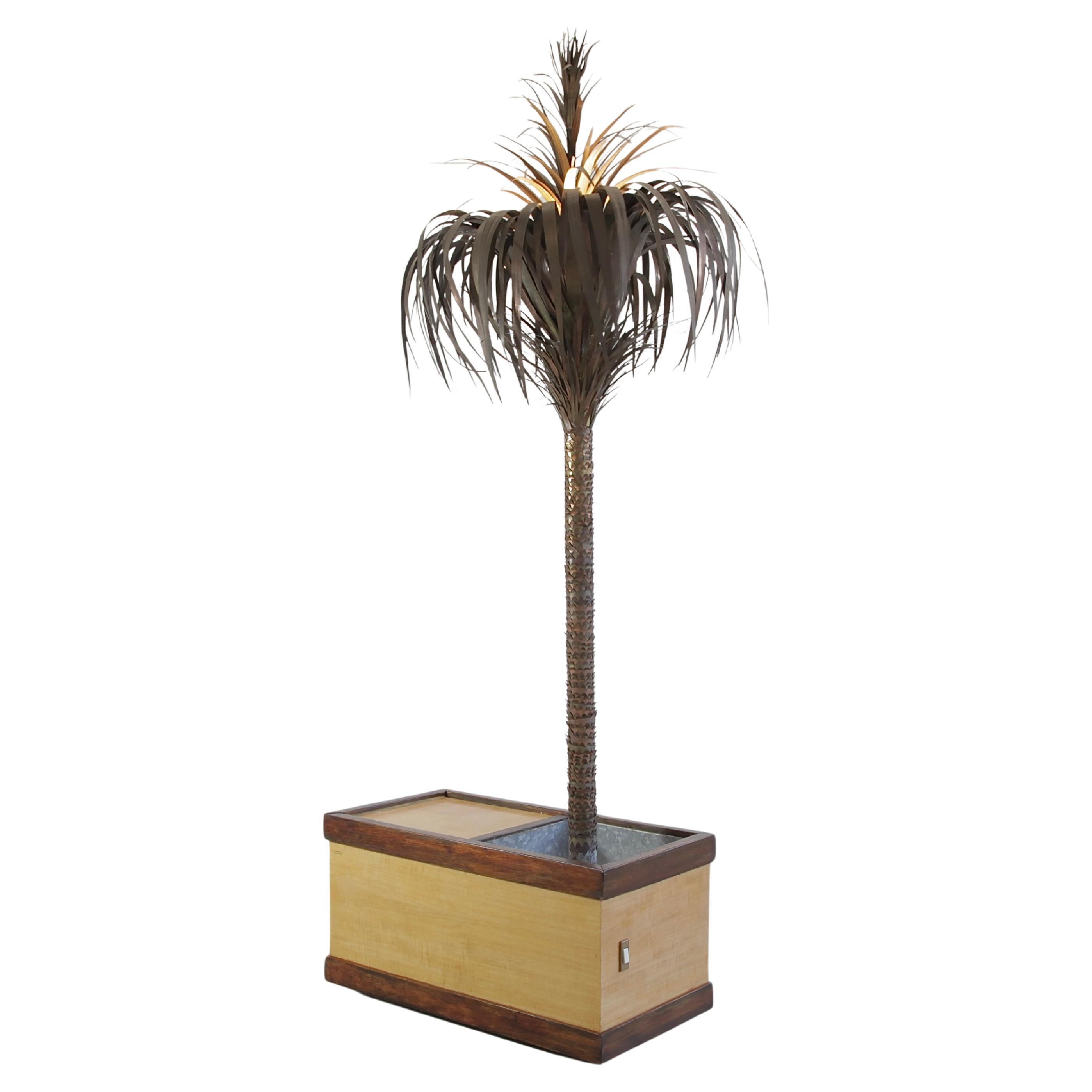 1960s Brass Palm Tree Lamp by Sergio BUZZI, Italy For Sale
