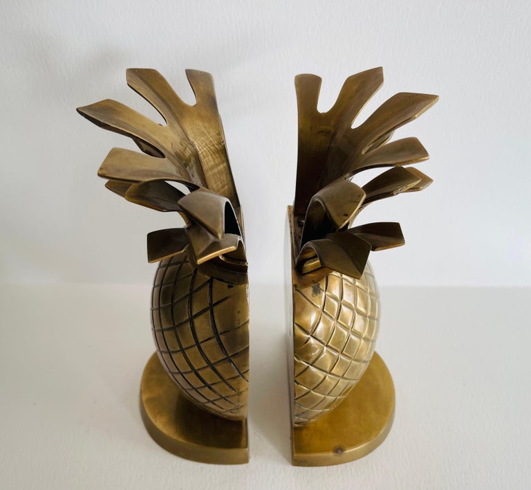 1960s Brass Pineapple Bookends, Pair For Sale at 1stDibs