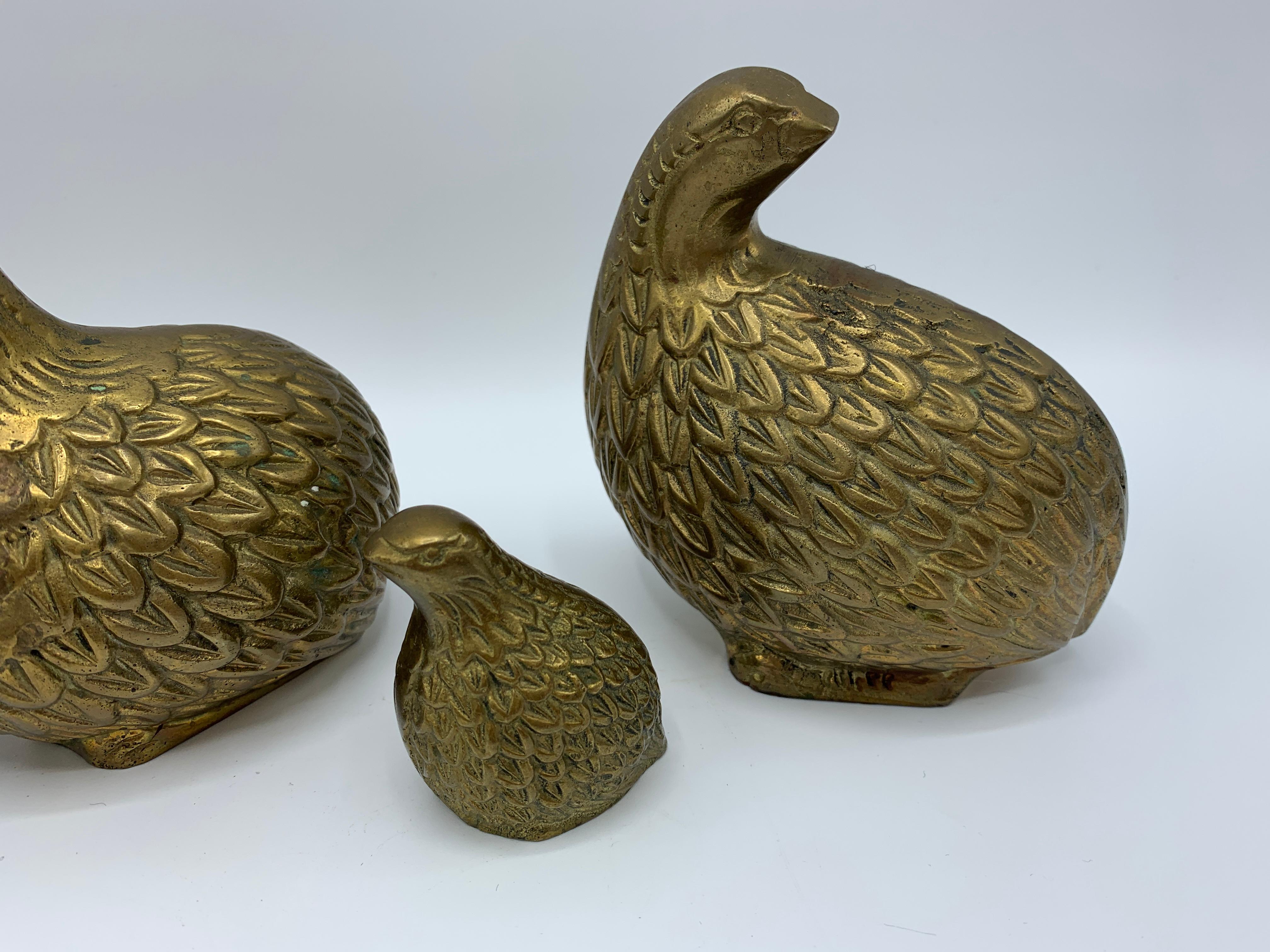 1960s Brass Quail Bird Sculptures, Set of 4 In Good Condition In Richmond, VA