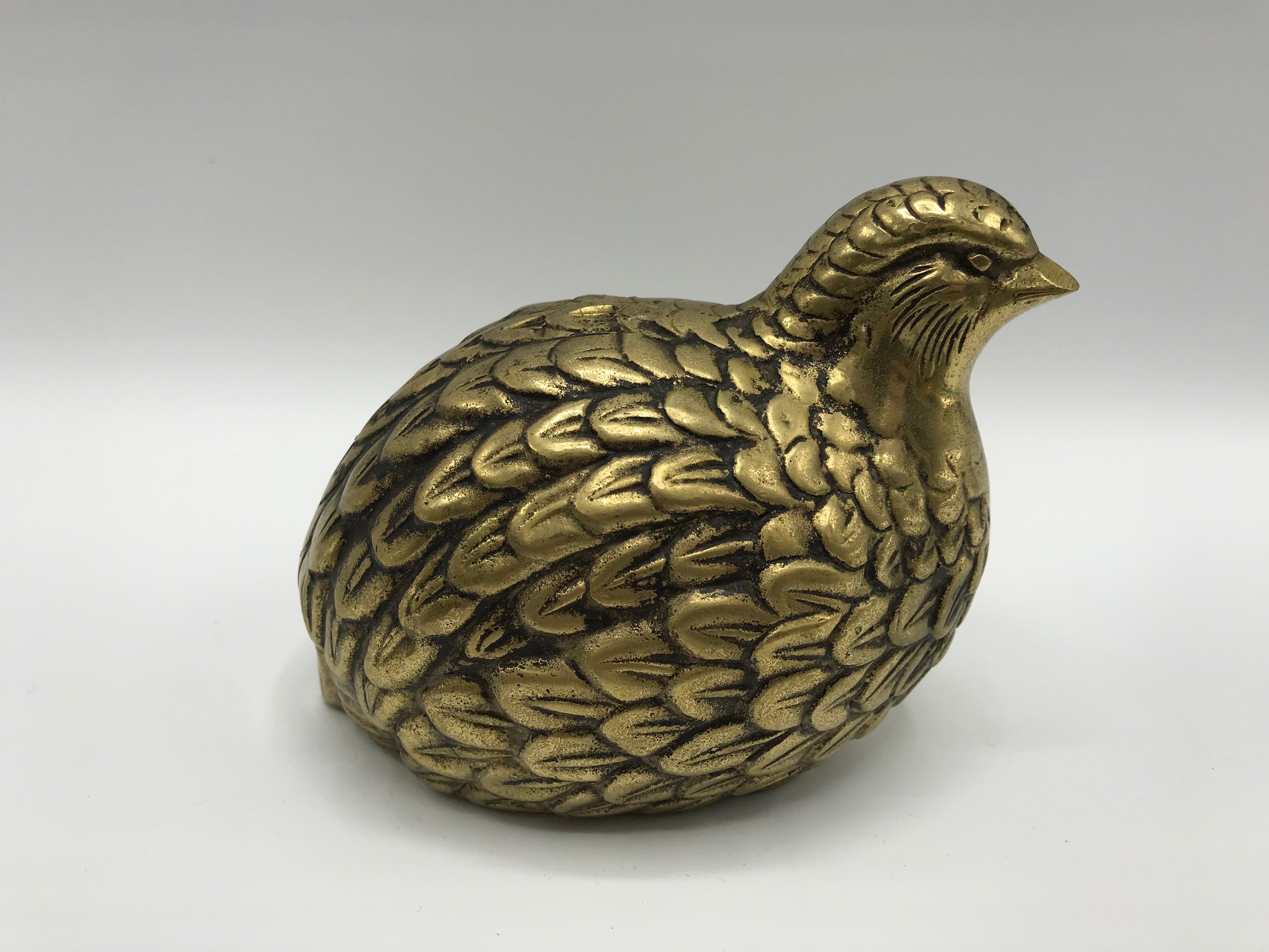 brass quail figurines