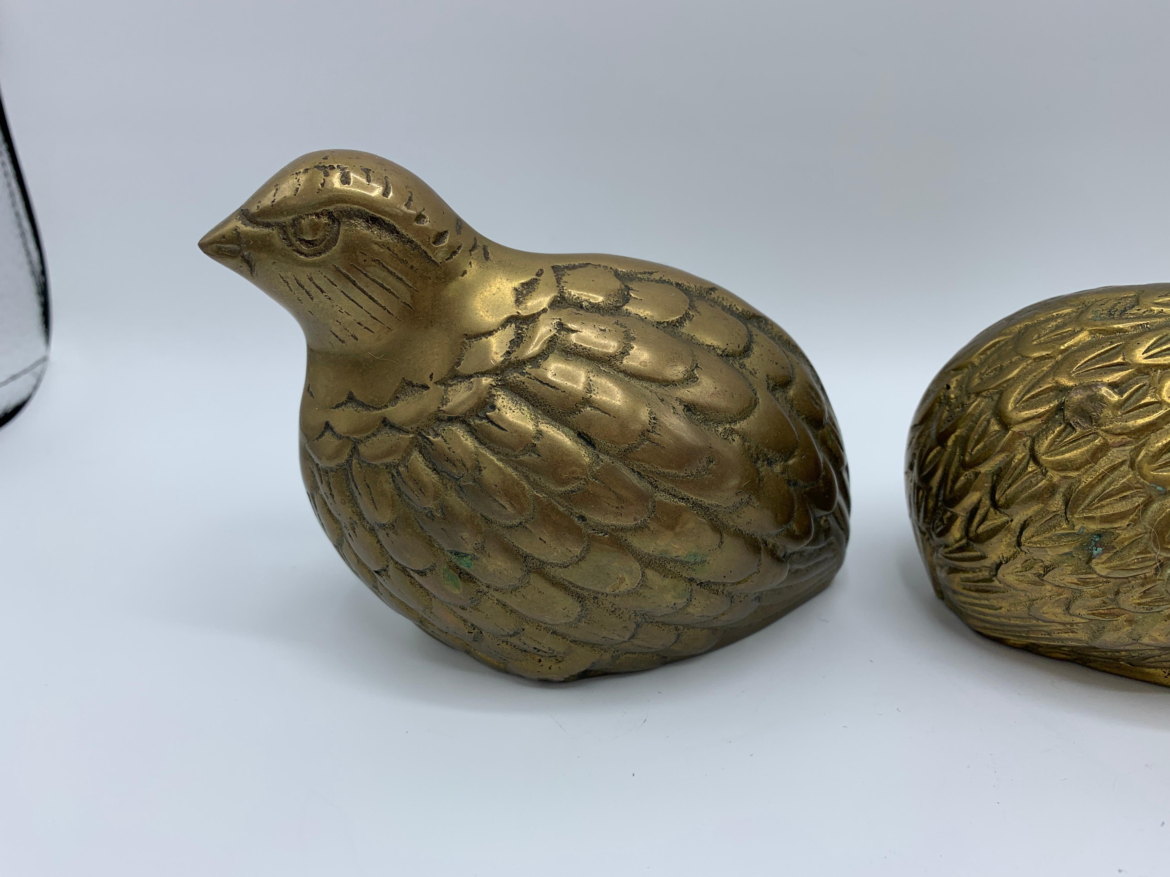 1960s Brass Quail Bird Sculptures, Set of 4 1