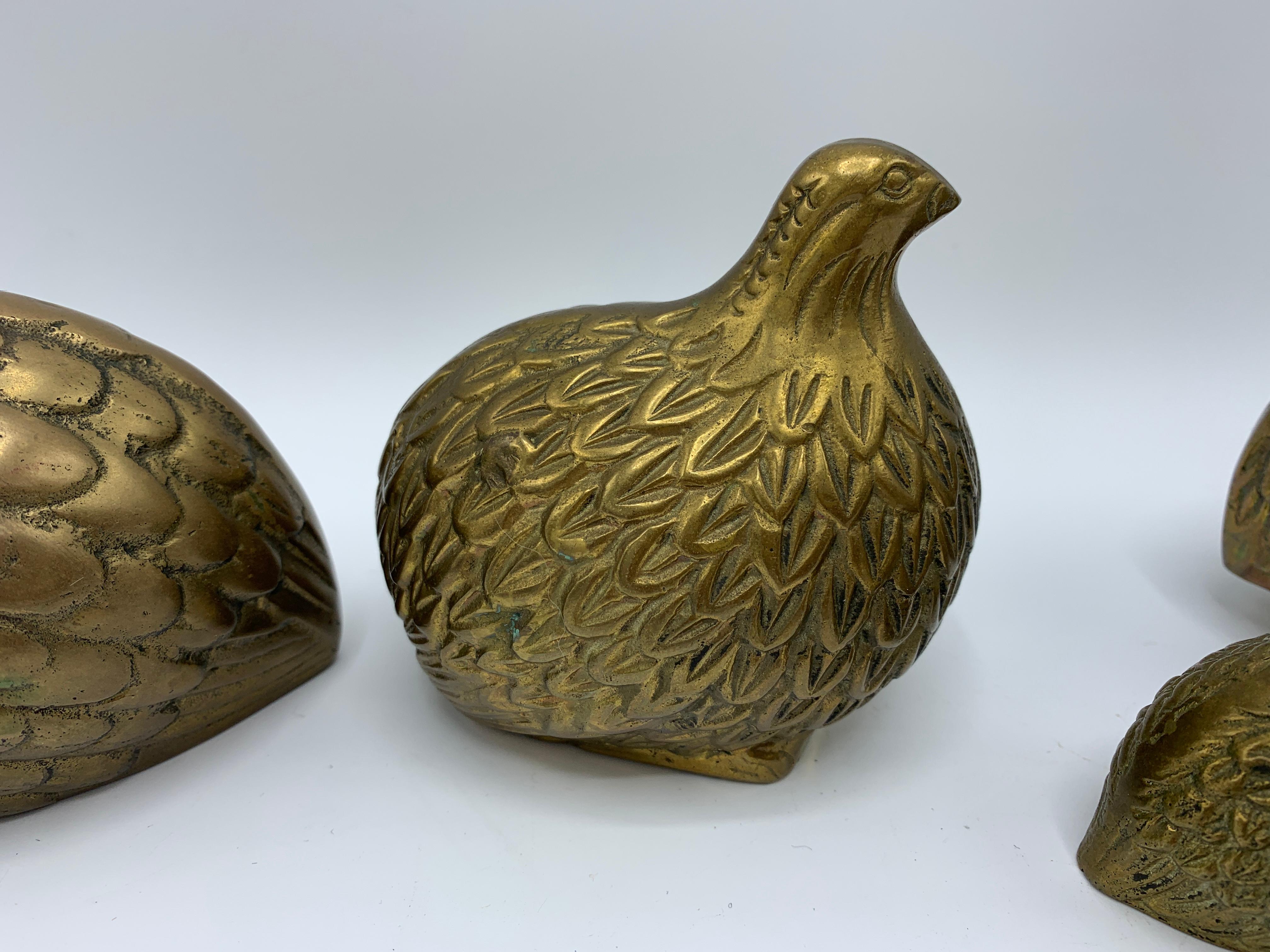 1960s Brass Quail Bird Sculptures, Set of 4 2