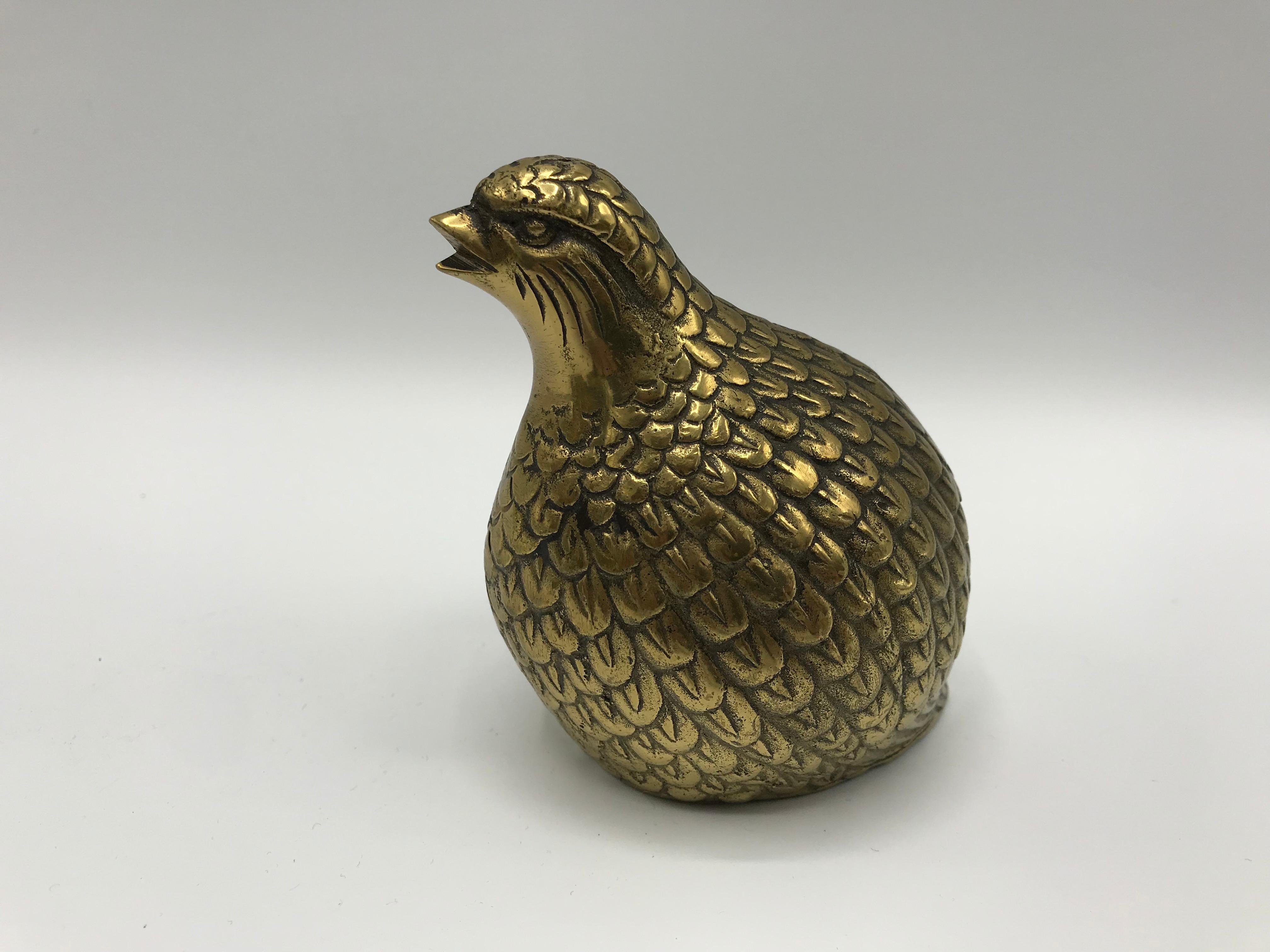 20th Century 1960s Brass Quail Bird Sculptures, Set of 4