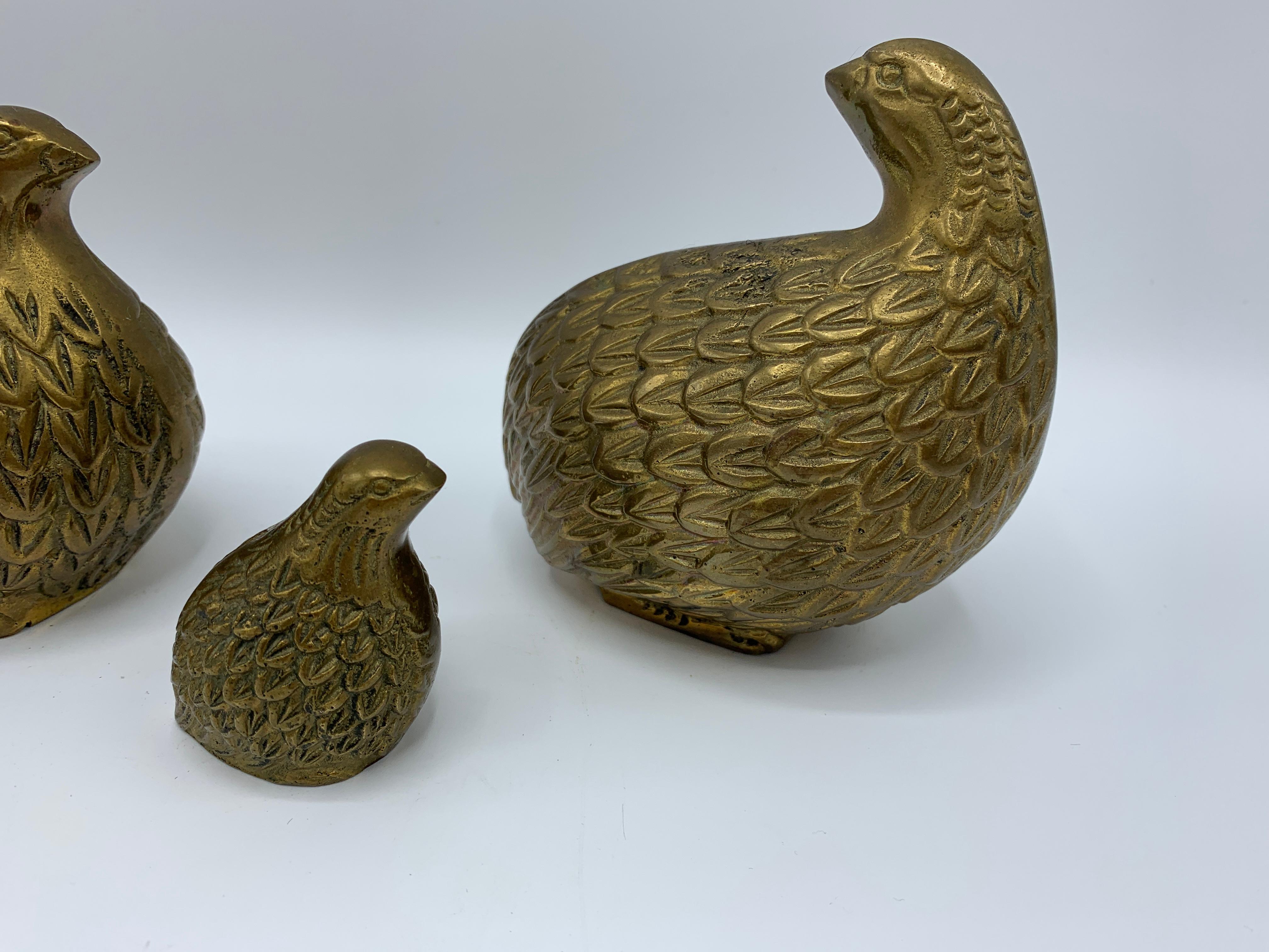1960s Brass Quail Bird Sculptures, Set of 4 3