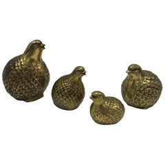 1960s Brass Quail Bird Sculptures, Set of 4