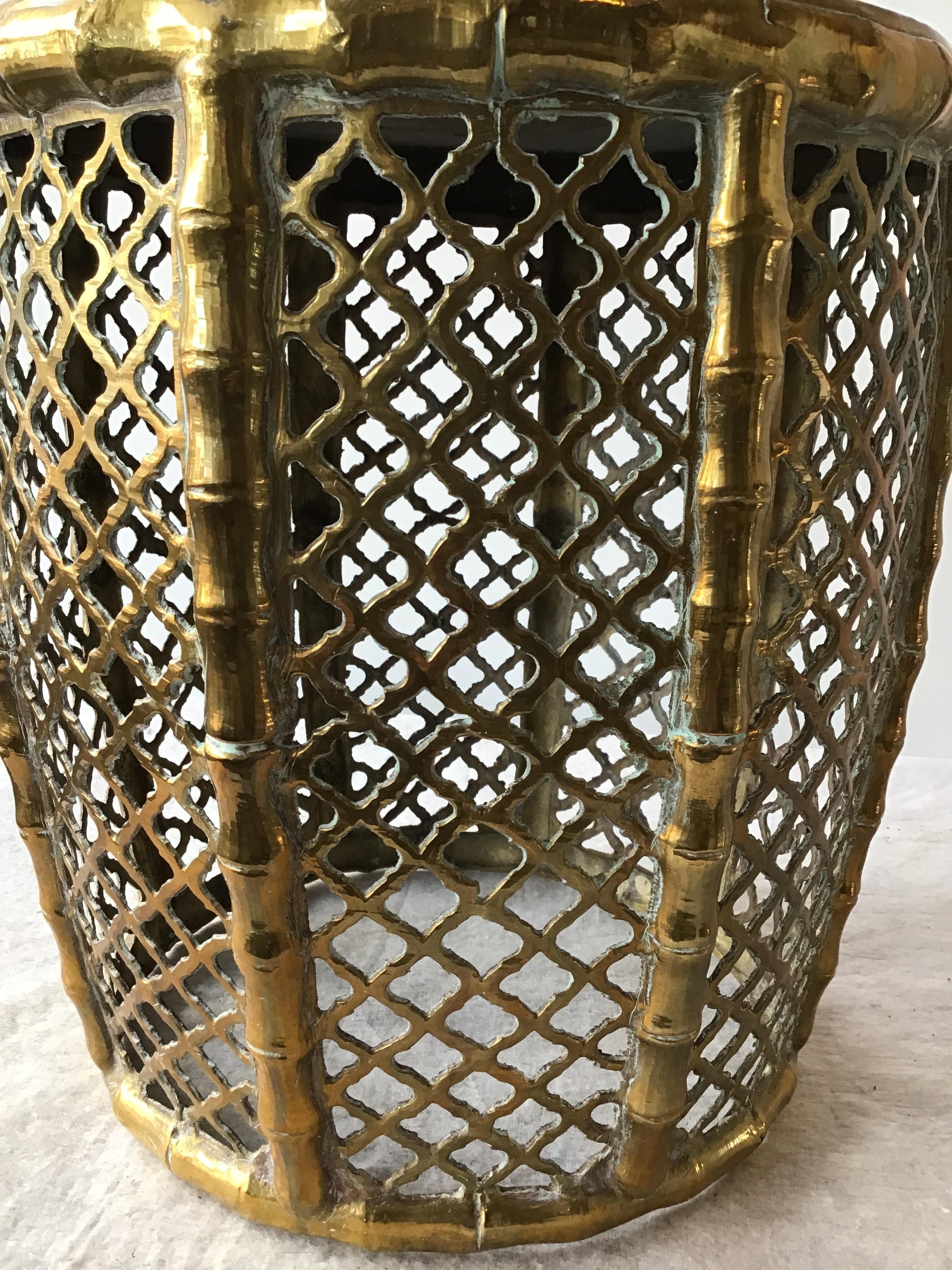 1960s Brass Faux Bamboo  Garden Seat In Good Condition In Tarrytown, NY