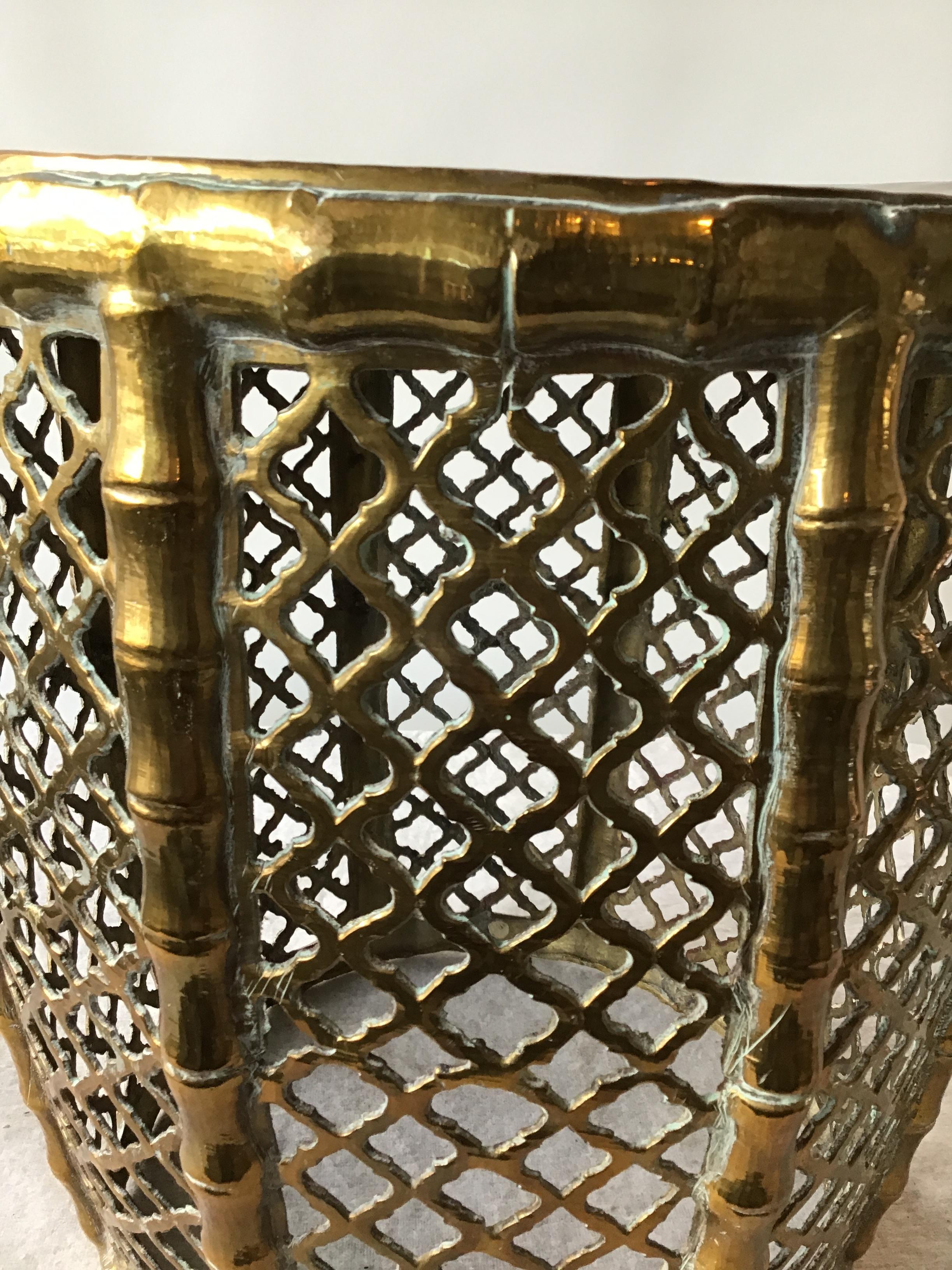 Mid-20th Century 1960s Brass Faux Bamboo  Garden Seat