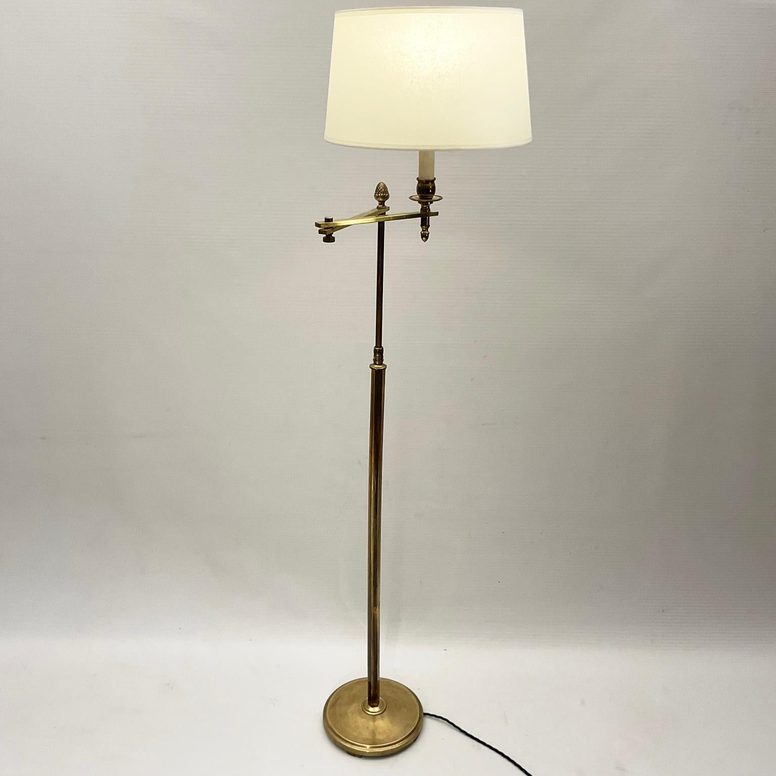 French 1960s Brass Reading Floor Lamp or 