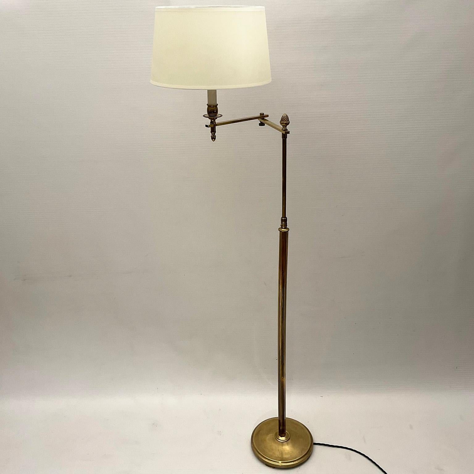 1960s Brass Reading Floor Lamp or 