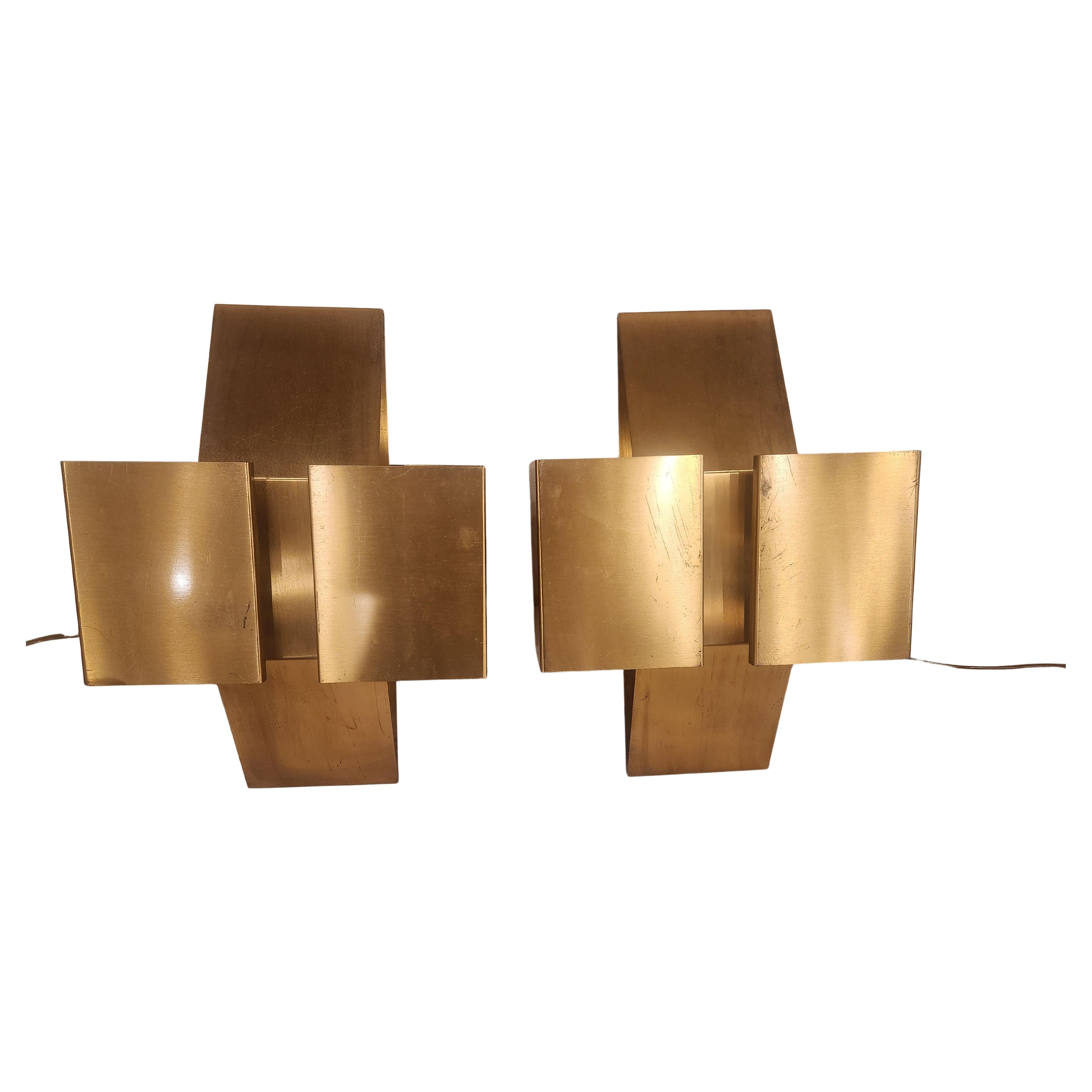 1960's Brass Sconces designed by Jules Wabbes and modified by Christophe Gevers