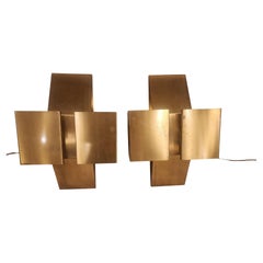 1960's Brass Sconces designed by Jules Wabbes and modified by Christophe Gevers