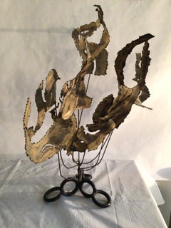 1960s Brass Sculpture on Chain Link Iron Base
