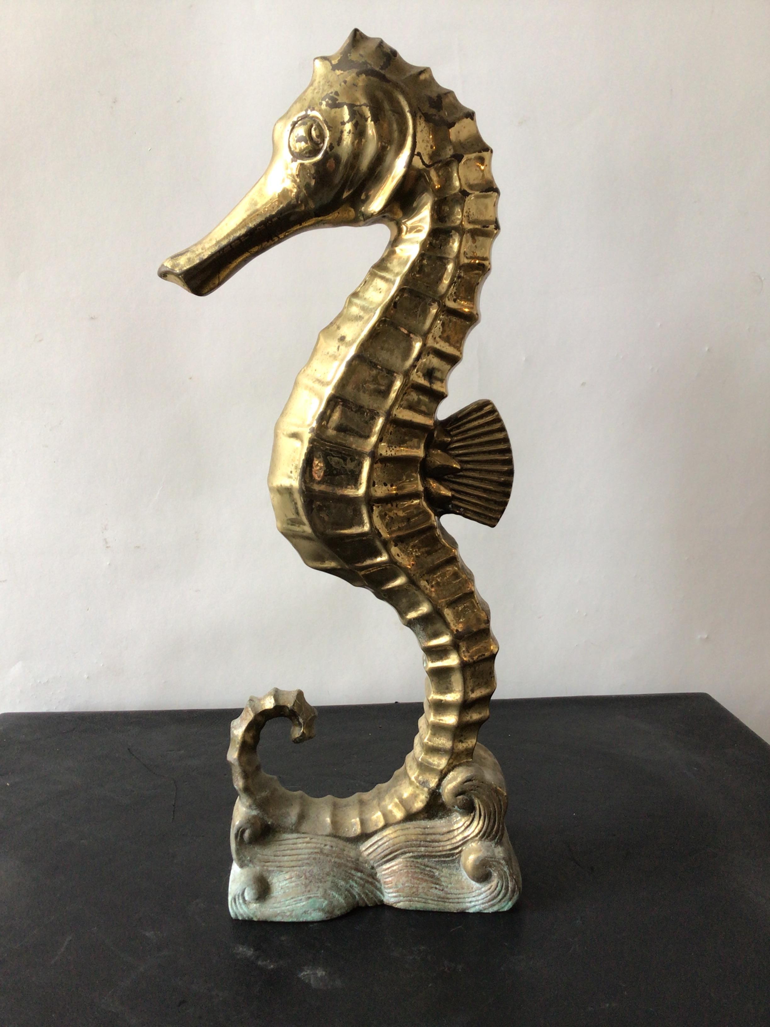 Mid-20th Century 1960s Brass Seahorse