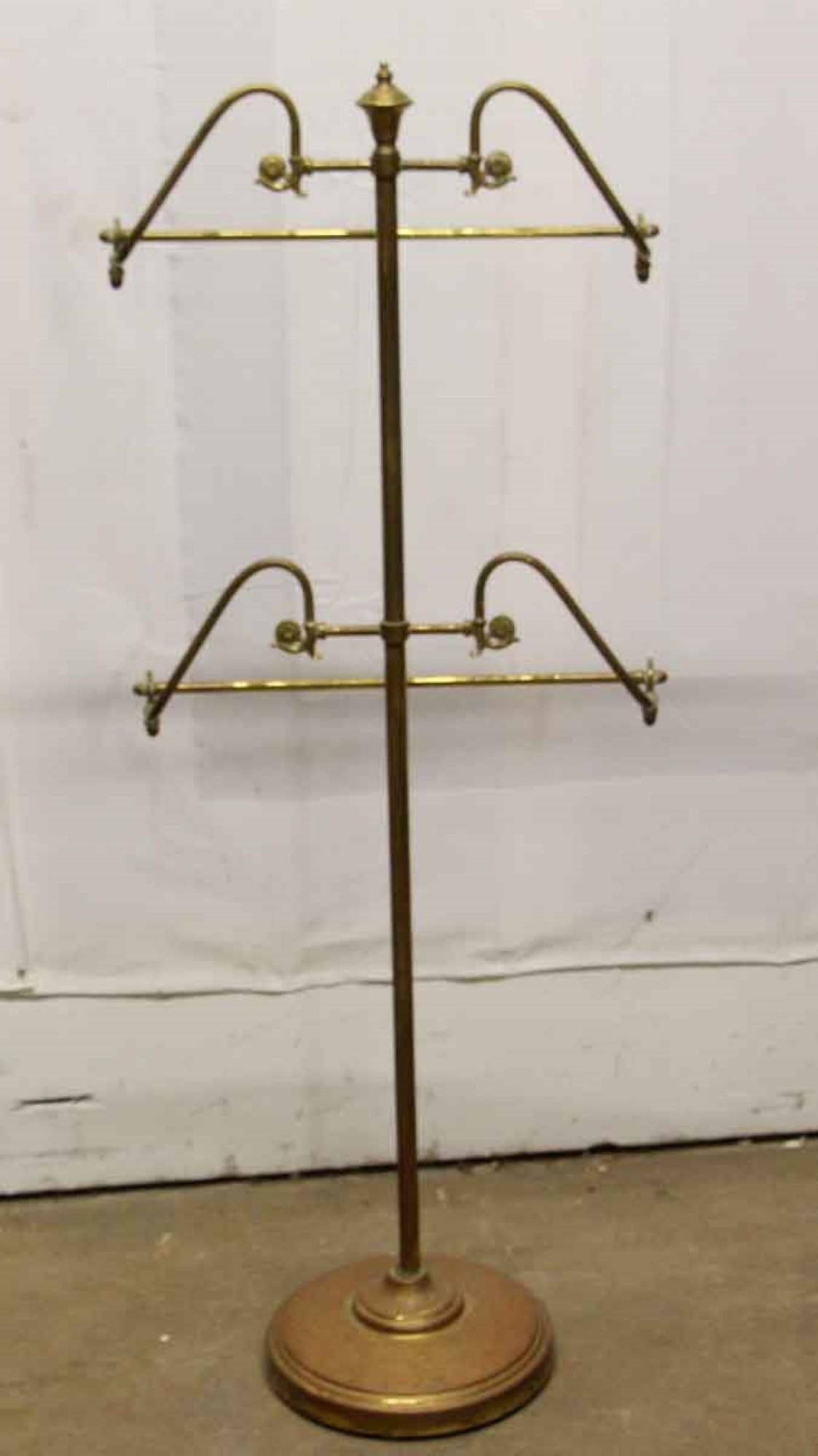 Mid-20th Century 1960s Brass Silent Butler or Valet Men's Suit Stand with 2 Racks Original Patina