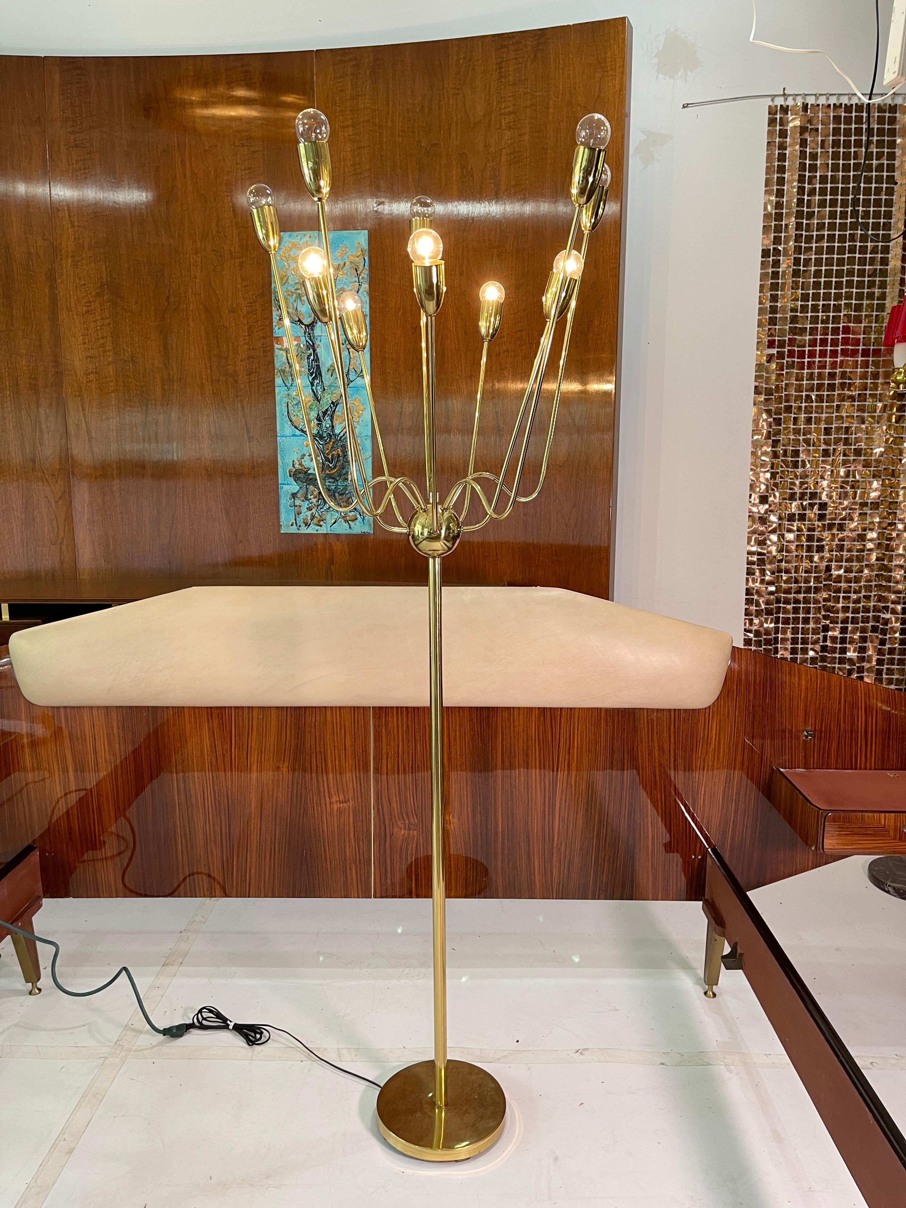 1960's Brass Sputnik Floor Lamp For Sale 9