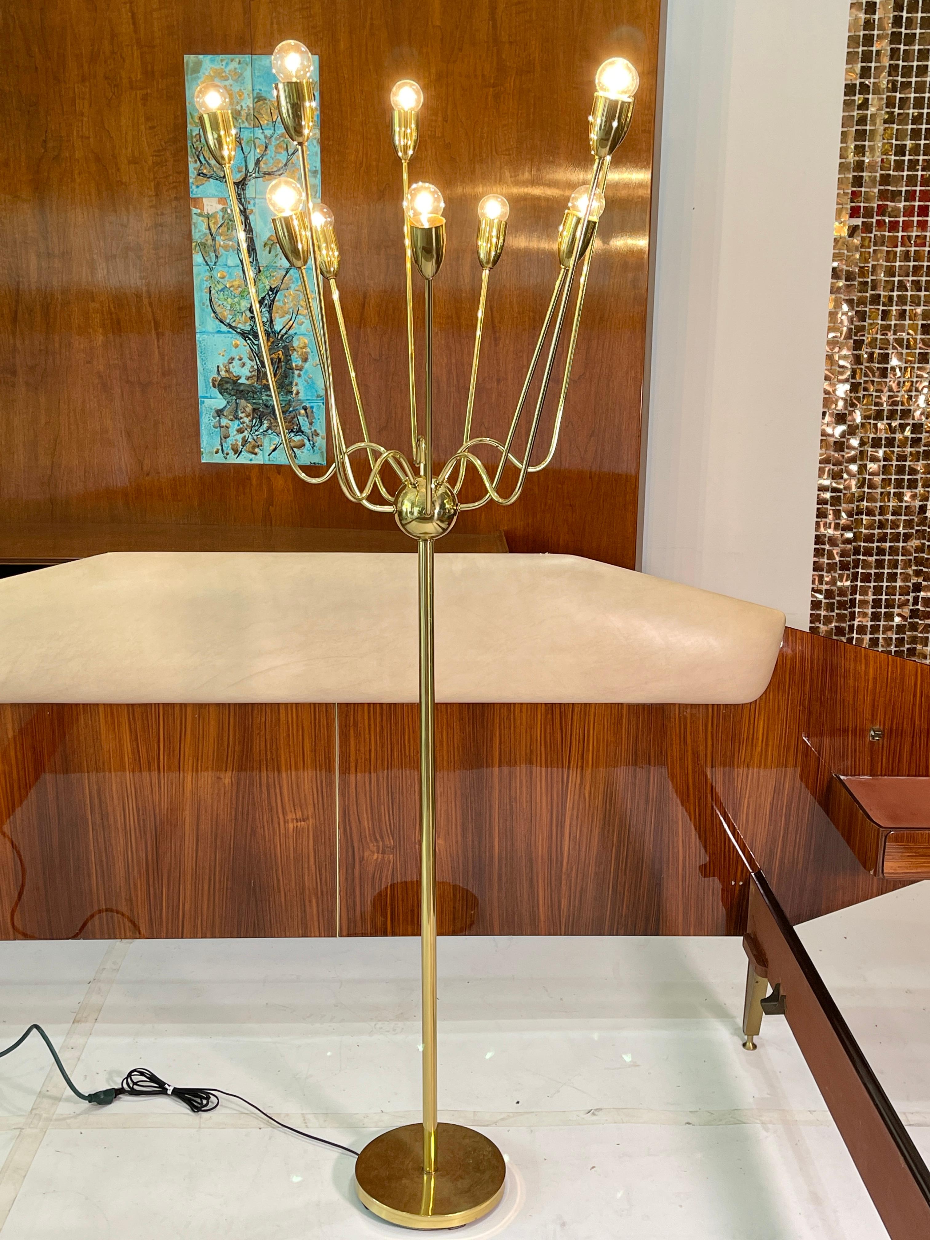 1960's Brass Sputnik Floor Lamp For Sale 11