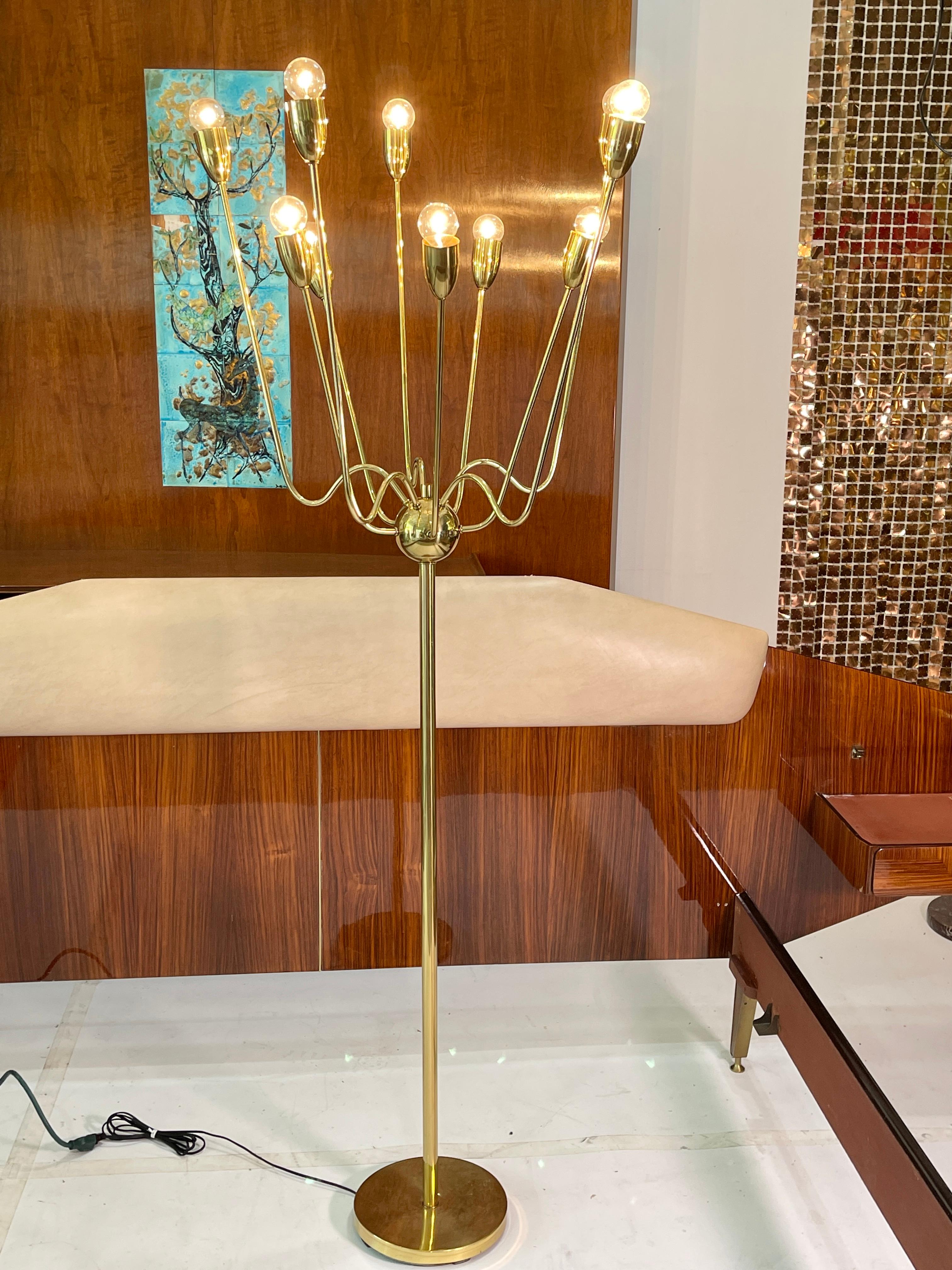 1960's Brass Sputnik Floor Lamp For Sale 12