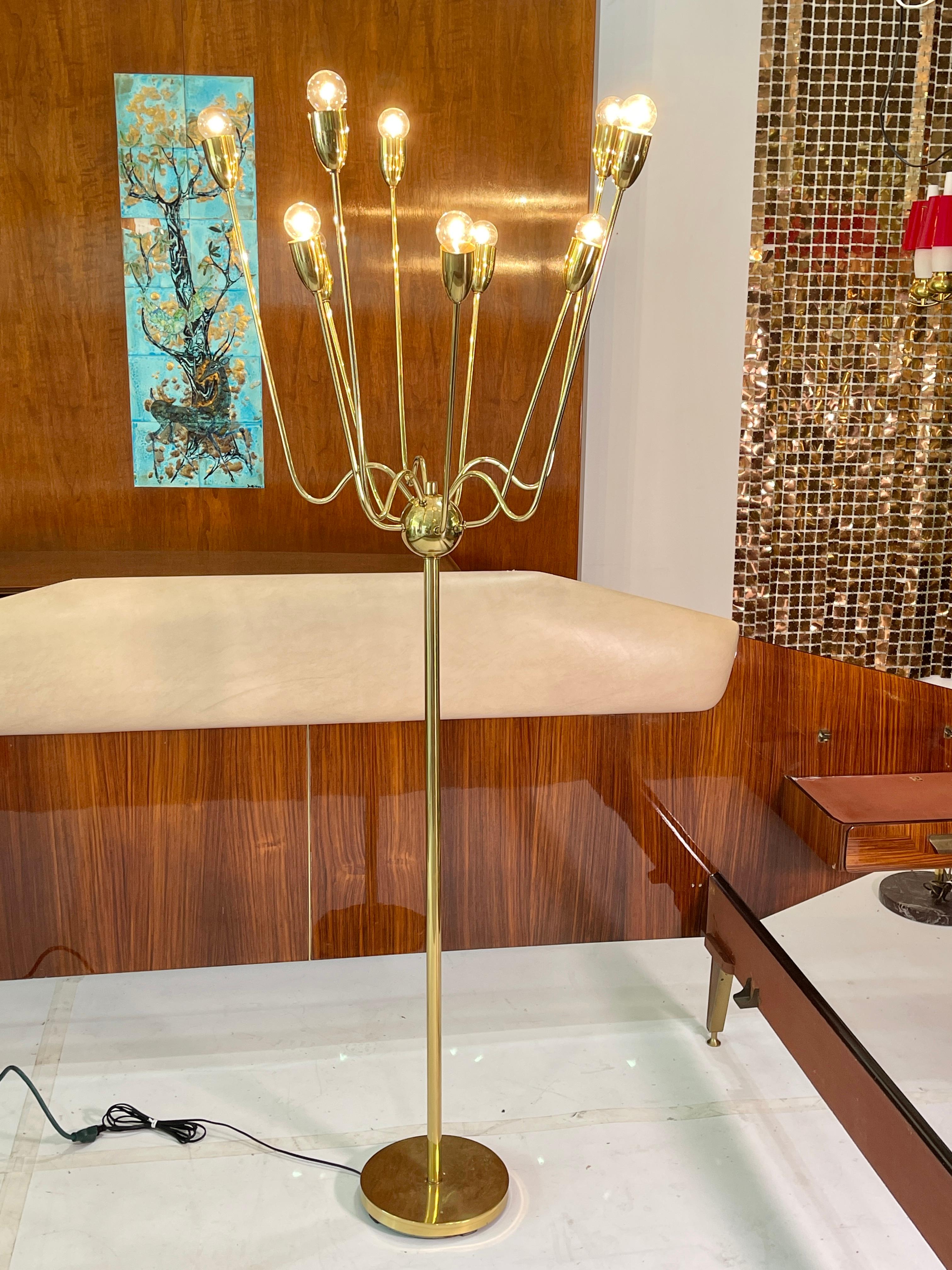 1960's Brass Sputnik Floor Lamp For Sale 13