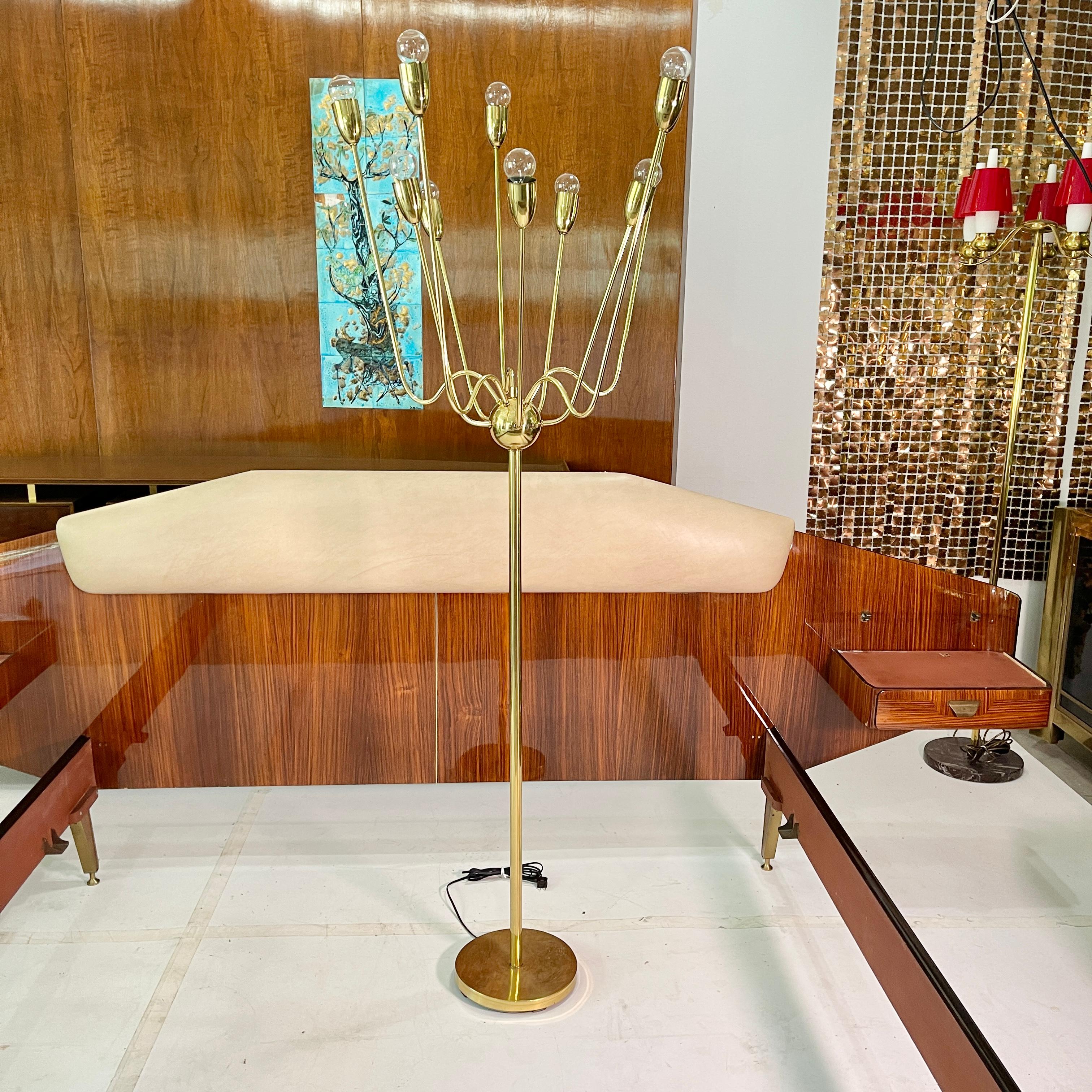 Mid-Century Modern 1960's Brass Sputnik Floor Lamp For Sale