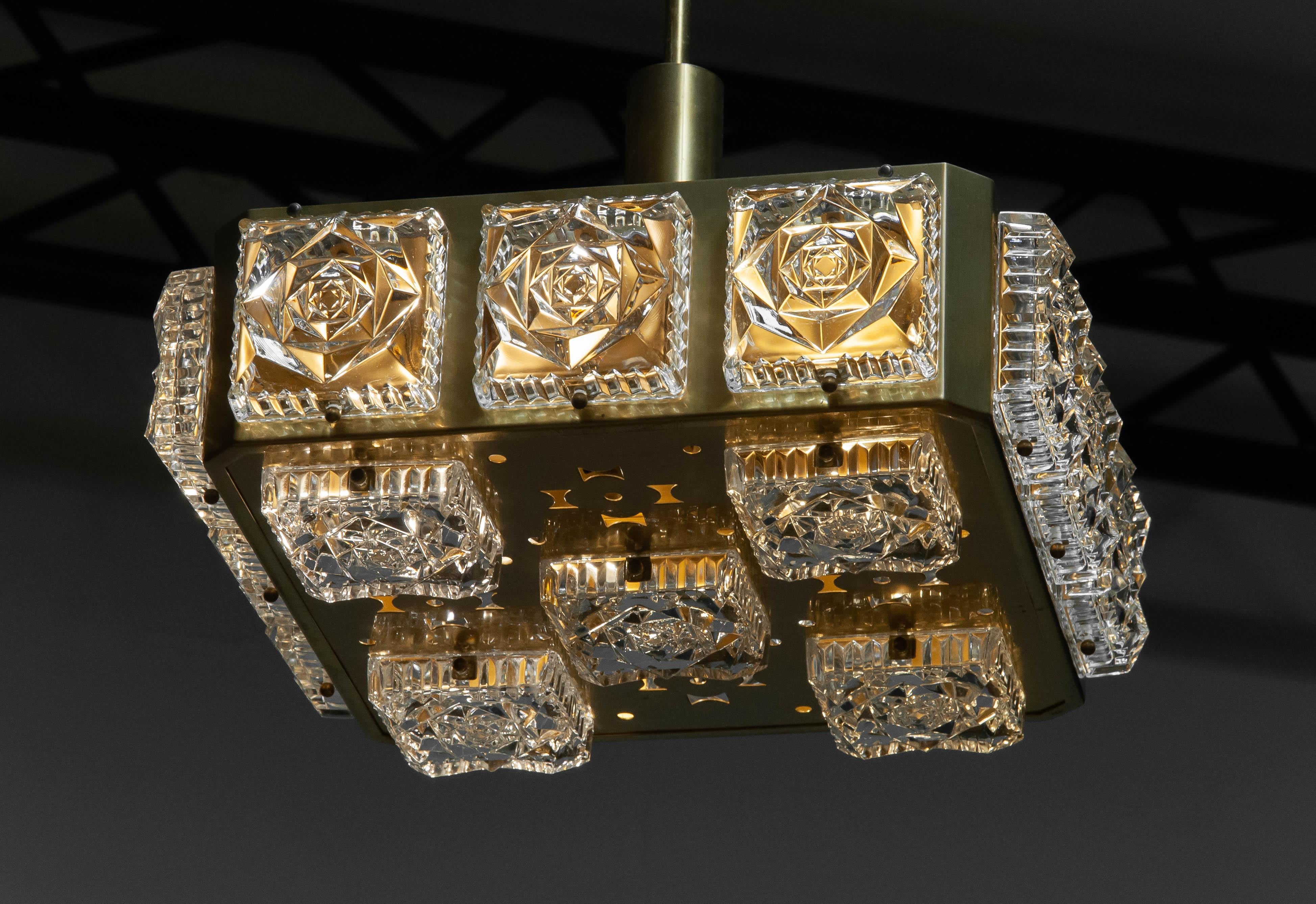 Ottone Lampada da soffitto quadrata in ottone del 1960 di Boréns Borås in vendita