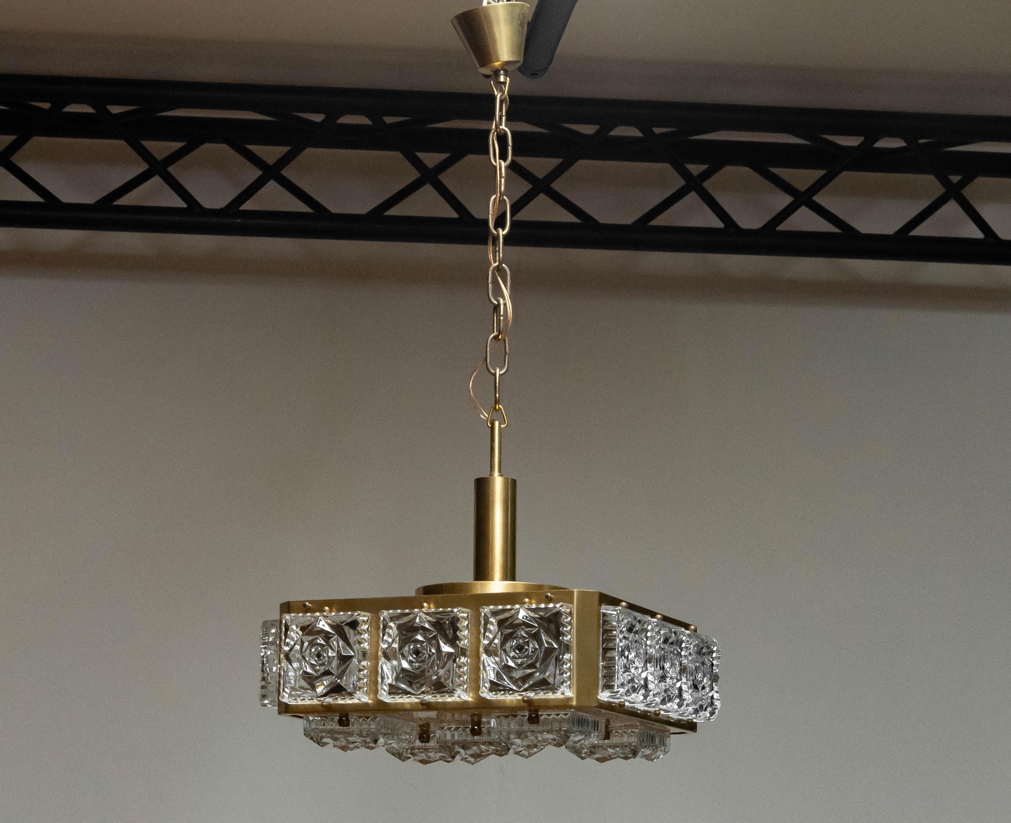 Lampada da soffitto quadrata in ottone del 1960 di Boréns Borås in vendita 1