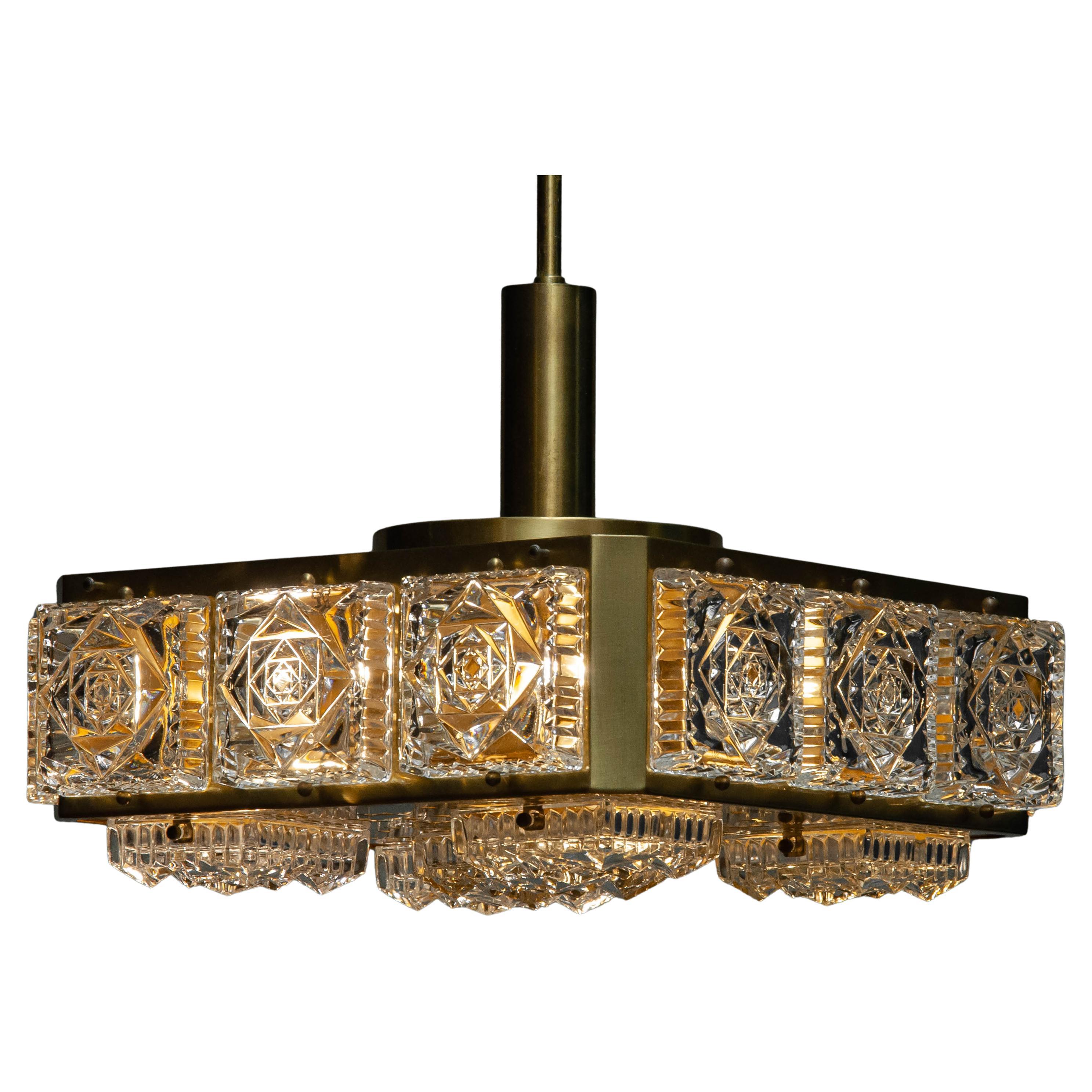 1960s Brass Square Ceiling Lamp By Boréns Borås