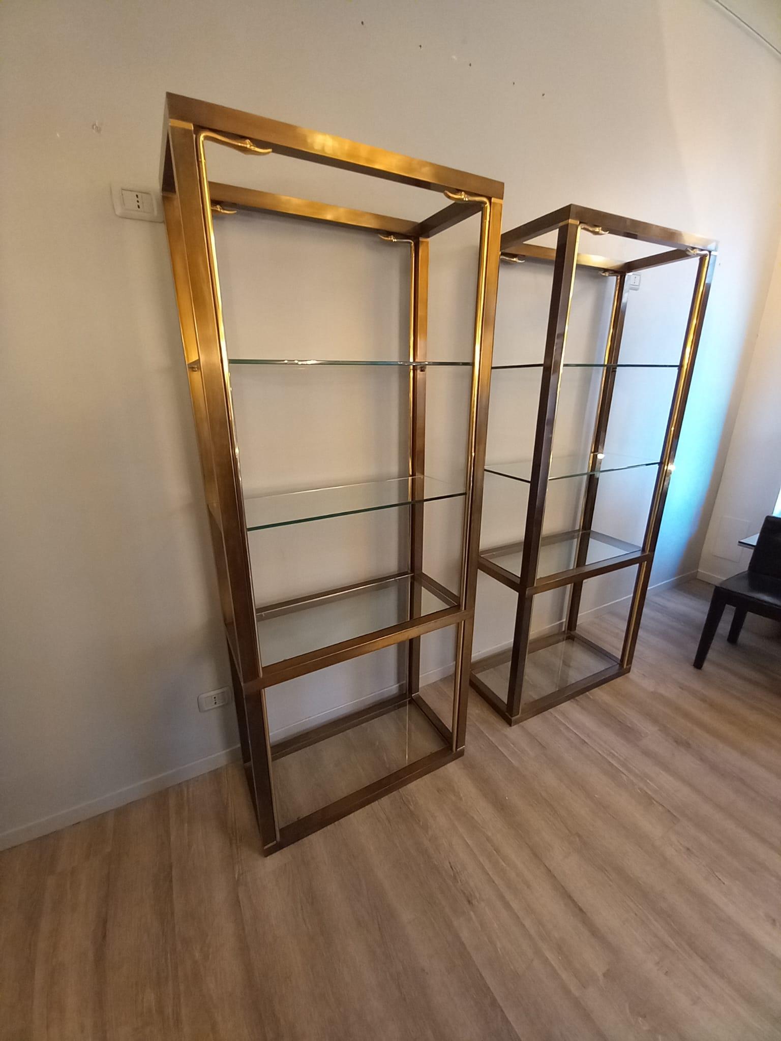1960s Brass Swans Bookcases Room Dividers Set of 2 For Sale 7