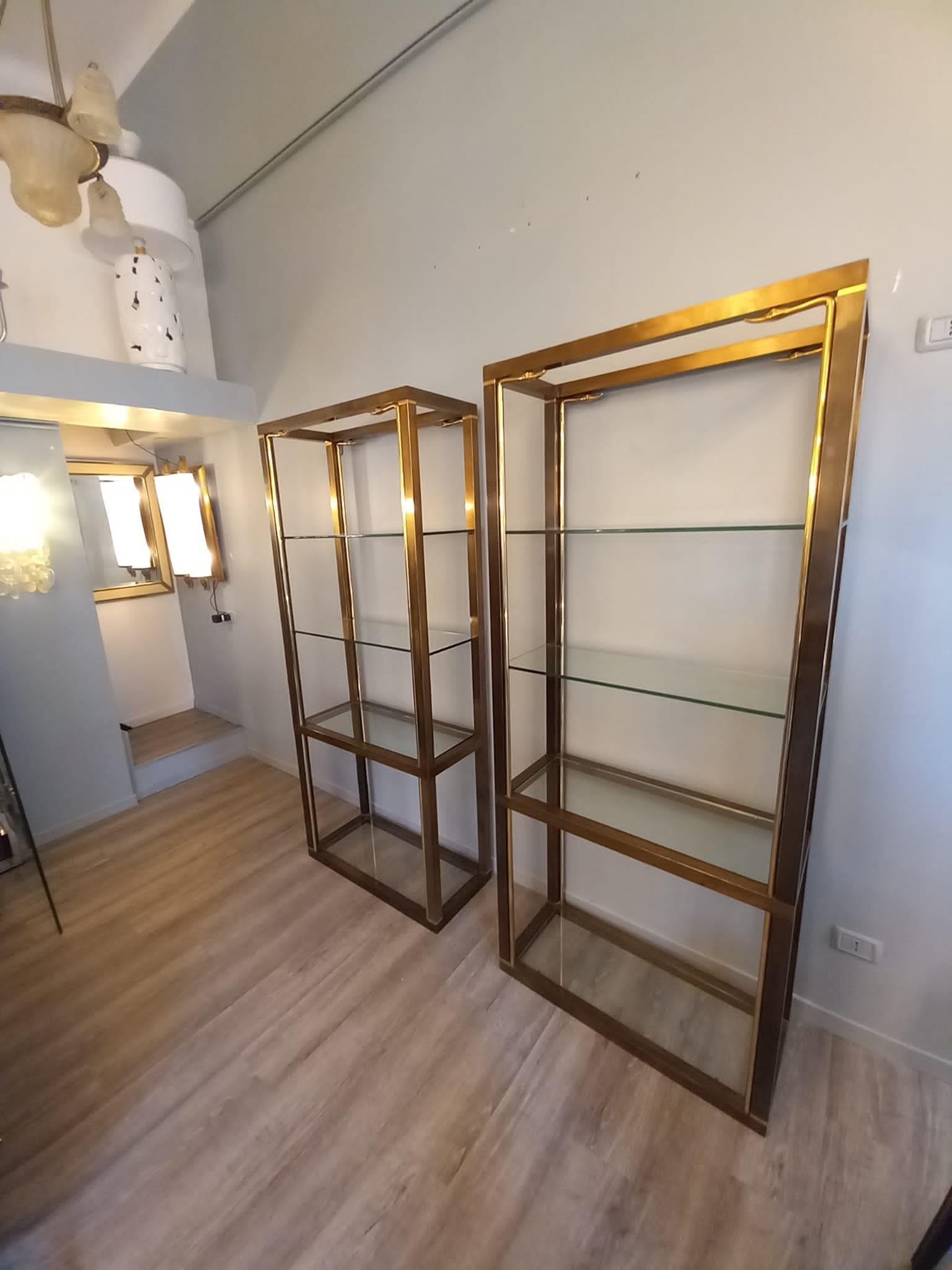 1960s Brass Swans Bookcases Room Dividers Set of 2 For Sale 10