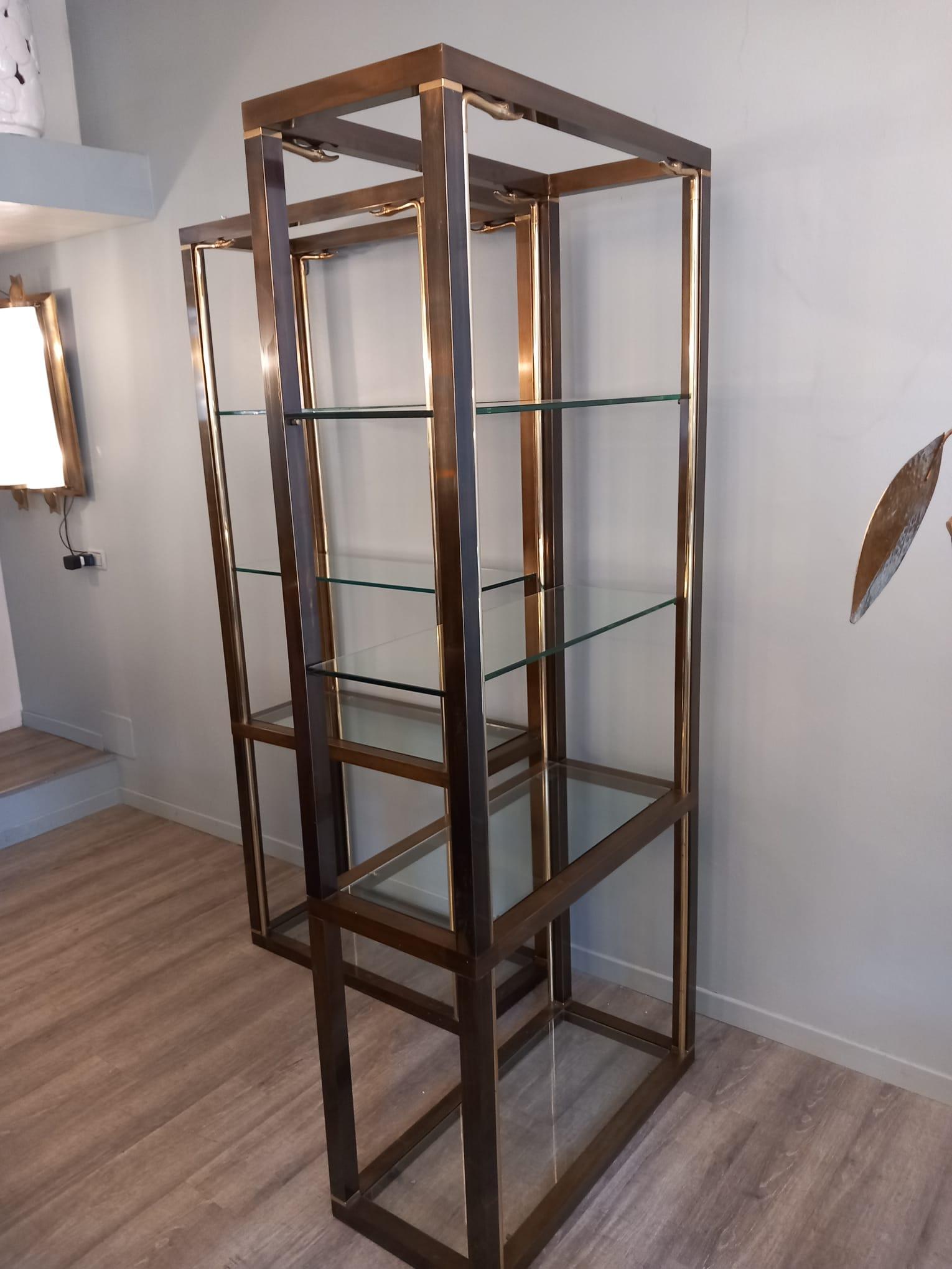 European 1960s Brass Swans Bookcases Room Dividers Set of 2 For Sale