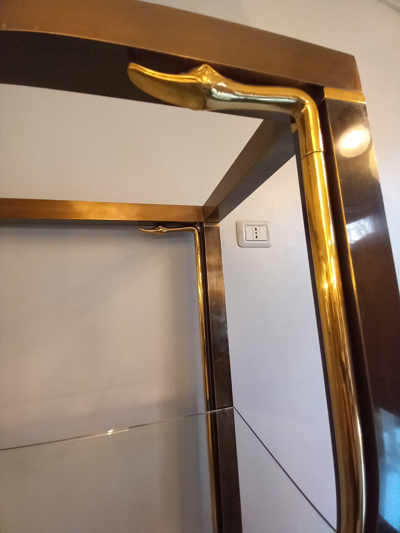 1960s Brass Swans Bookcases Room Dividers Set of 2 For Sale 1