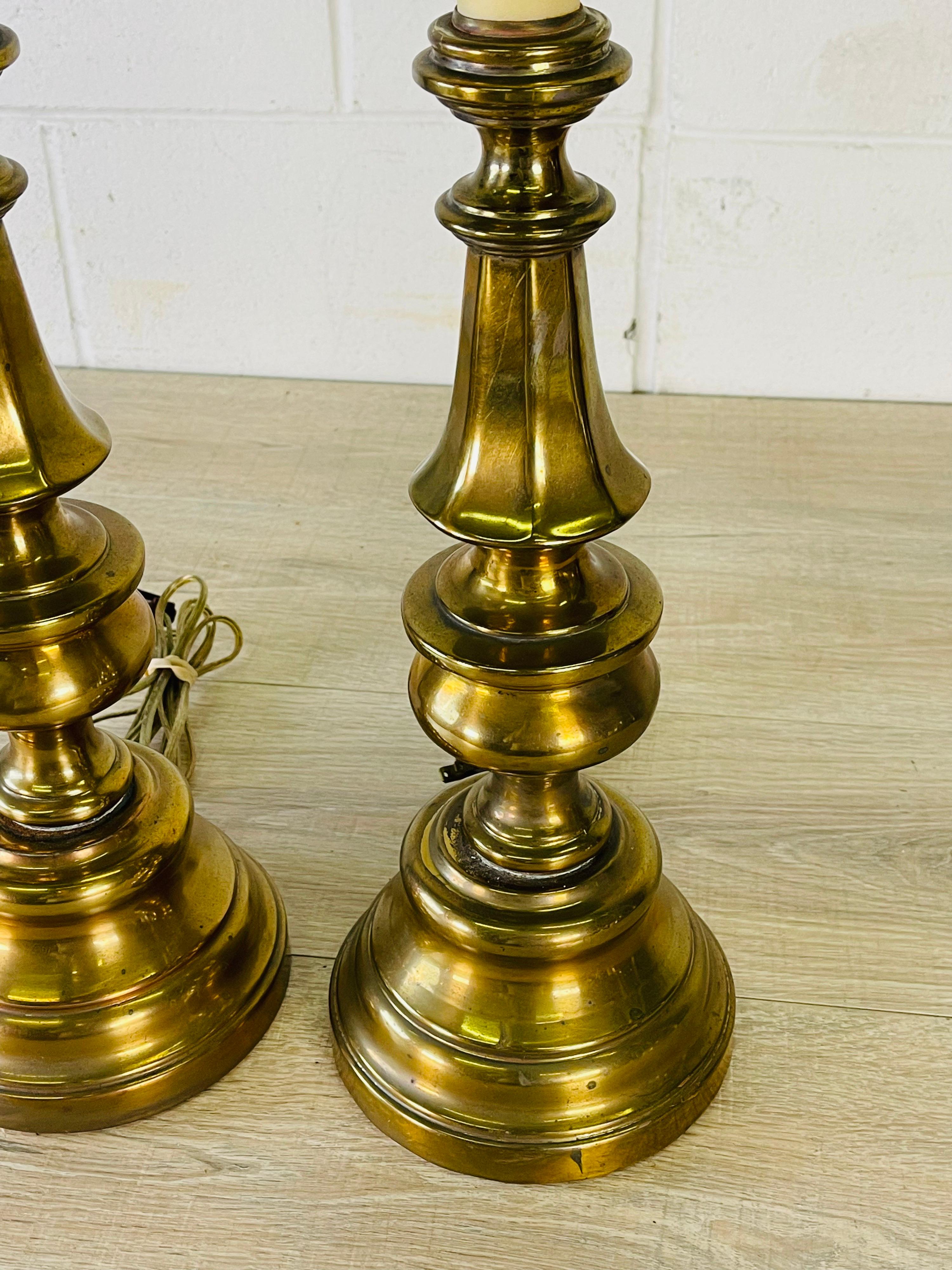 1960s Brass Table Lamps, Pair In Good Condition For Sale In Amherst, NH