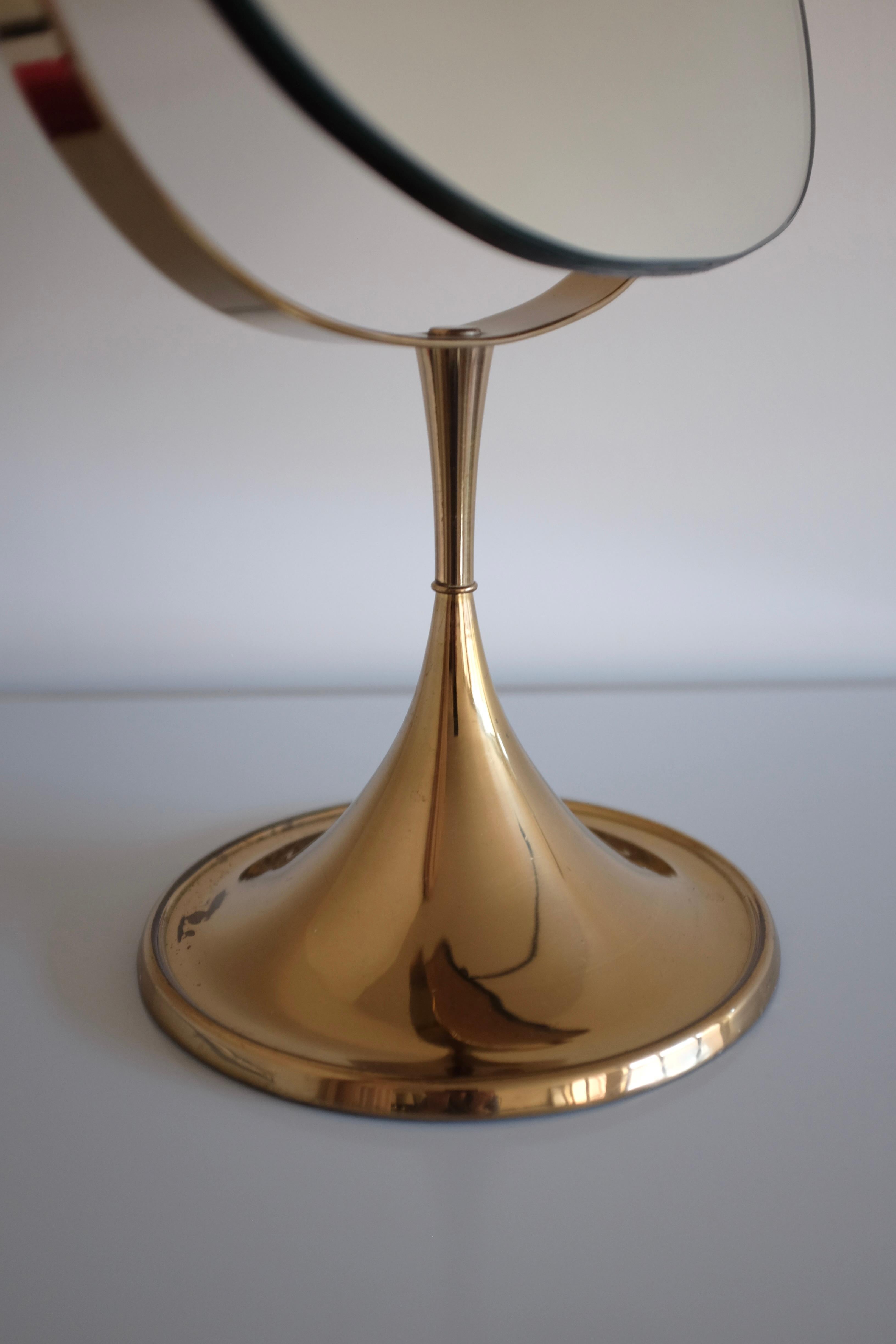 Mid-Century Modern 1960s Brass Table Mirror by Bergboms For Sale