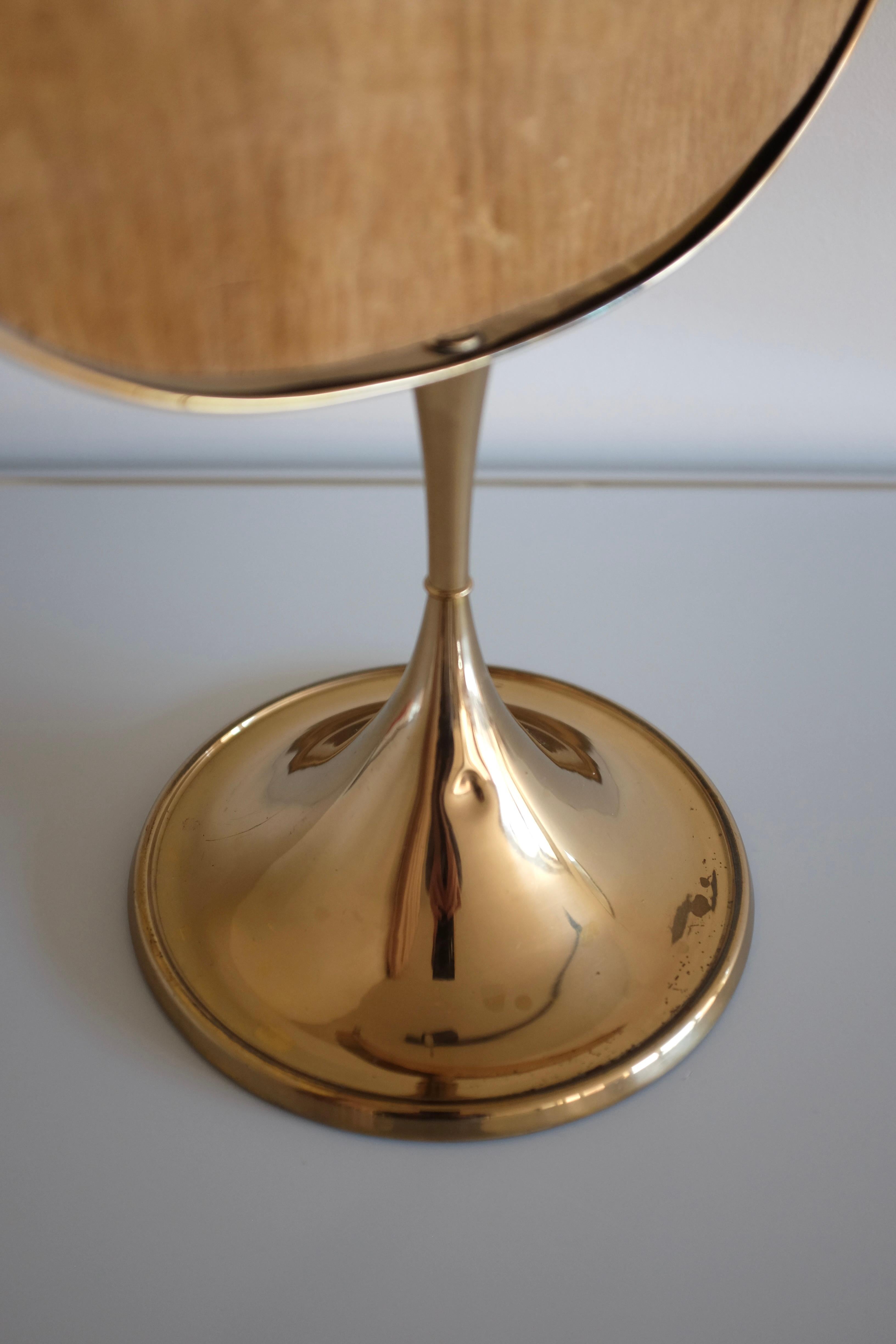 Swedish 1960s Brass Table Mirror by Bergboms For Sale
