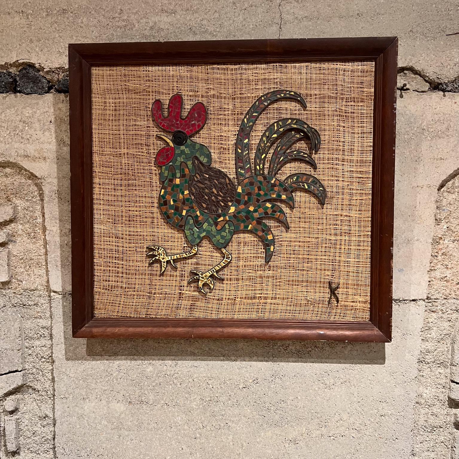 1960er Jahre Messing Kachel Hahn Wandkunst Mixed Media Signiert K im Angebot 3