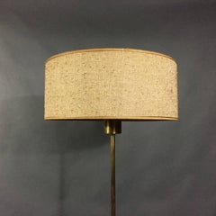 1960s Brass Tripod Floor Lamp, Original Boucle Shade, USA