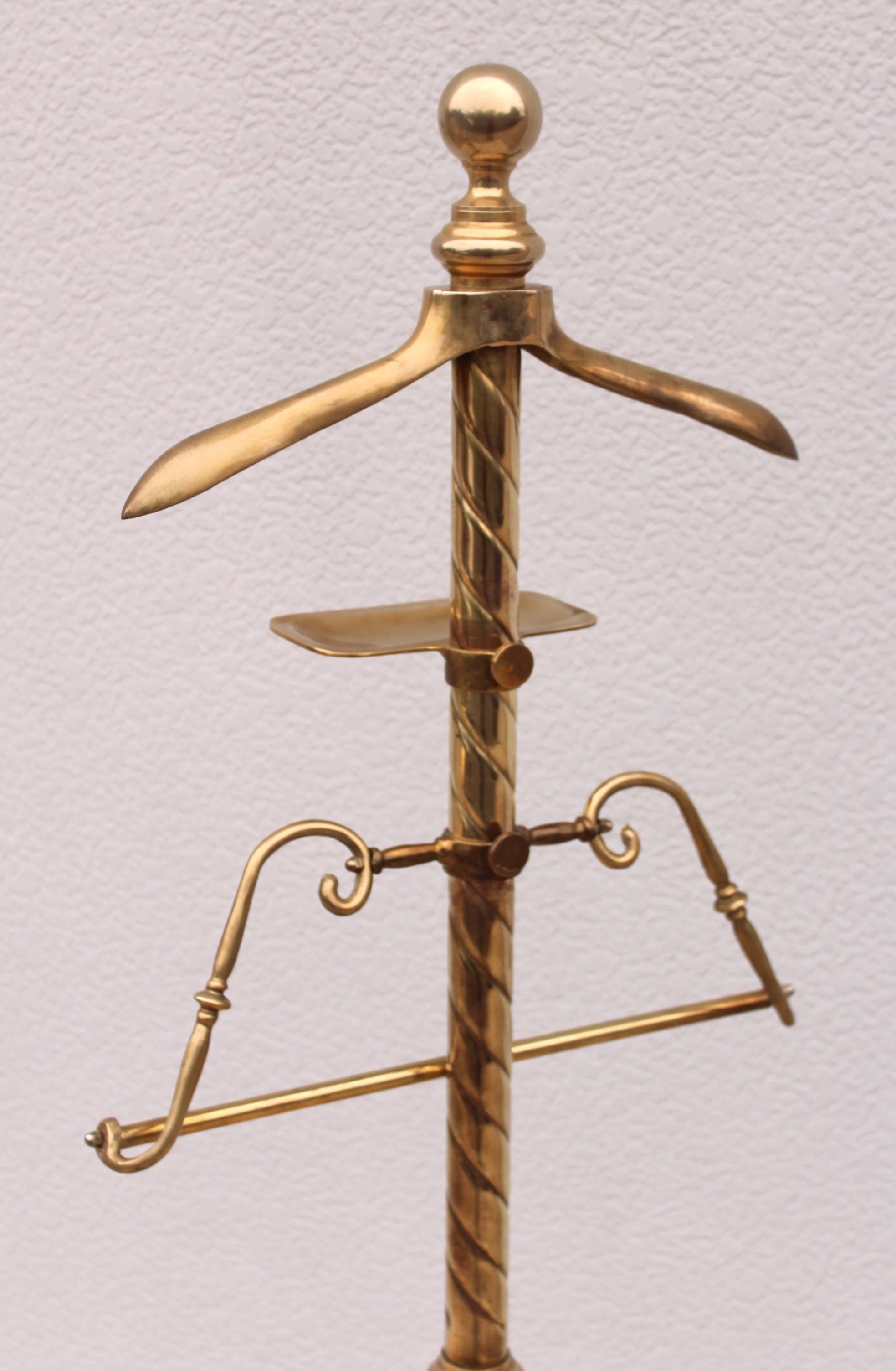 American 1960s Brass Valet Stand