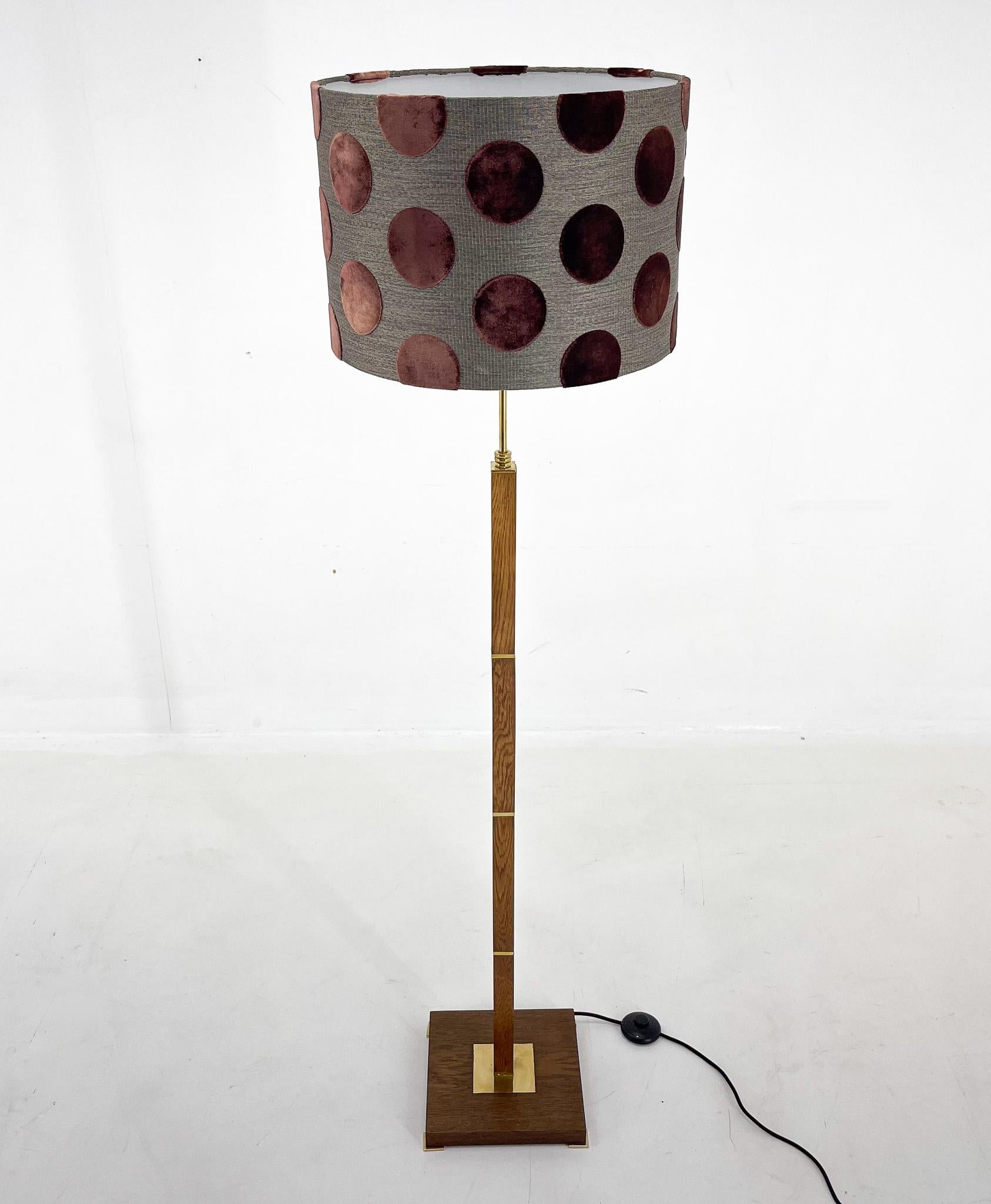 1960s Brass & Wood Floor Lamp, Denmark, Restored For Sale 5