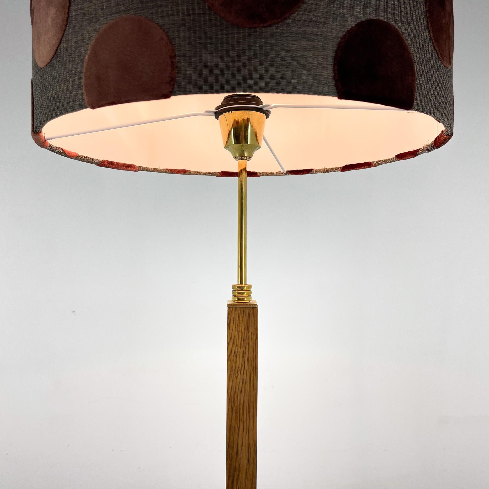 Danish 1960s Brass & Wood Floor Lamp, Denmark, Restored For Sale