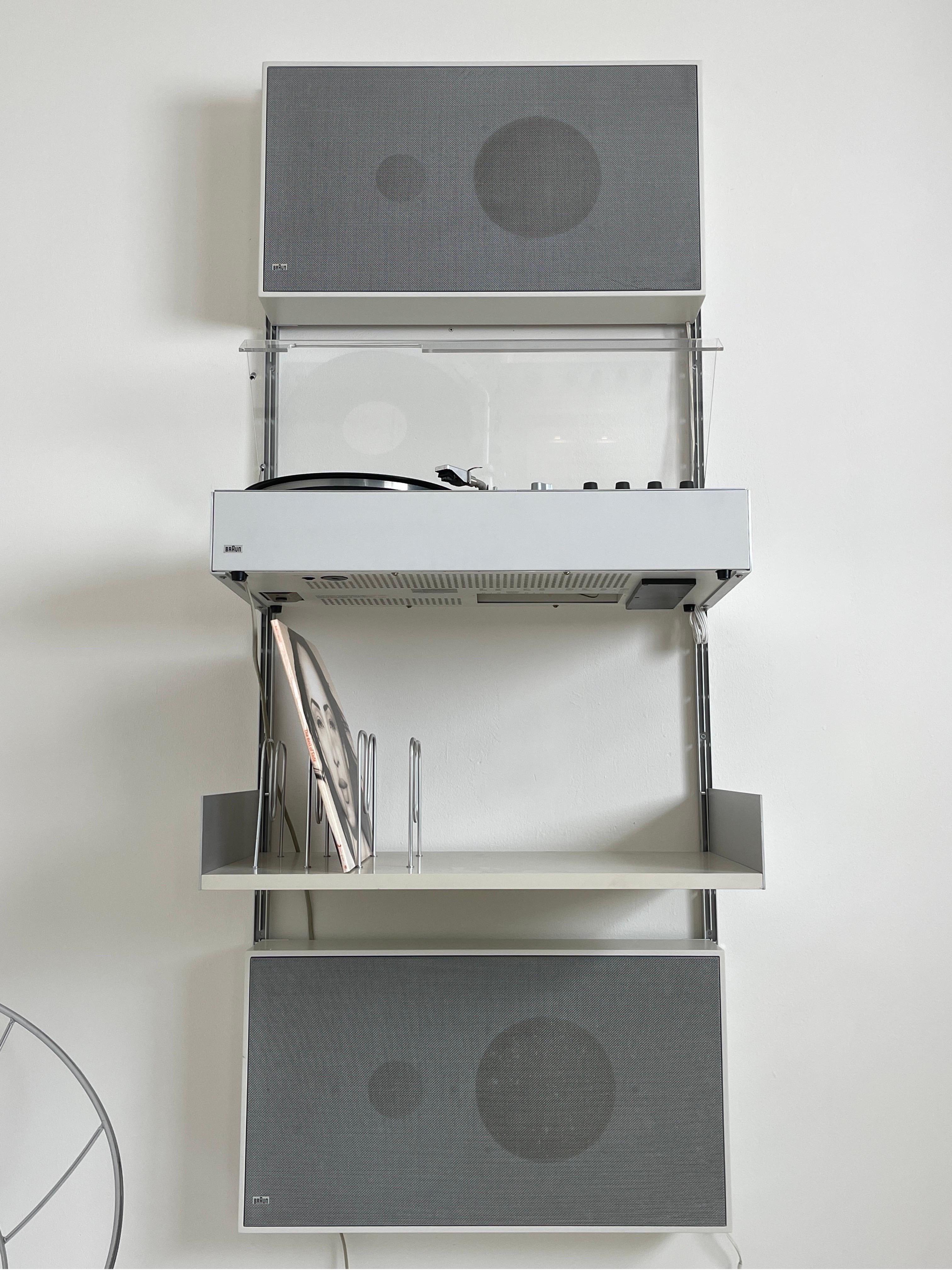Metal Braun Audio wall mounted audio system designed by Dieter Rams 