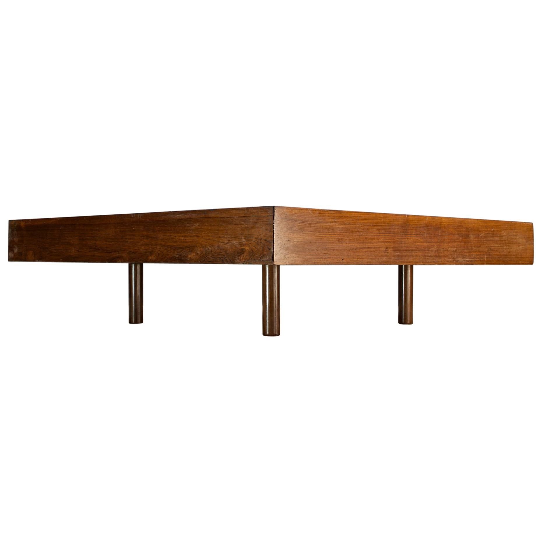 1960s Brazilian Jacaranda Floating Table by Casa Hollanda Architectural Minimal