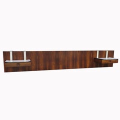 1960s Brazilian King Size Headboard in Rosewood and Leather