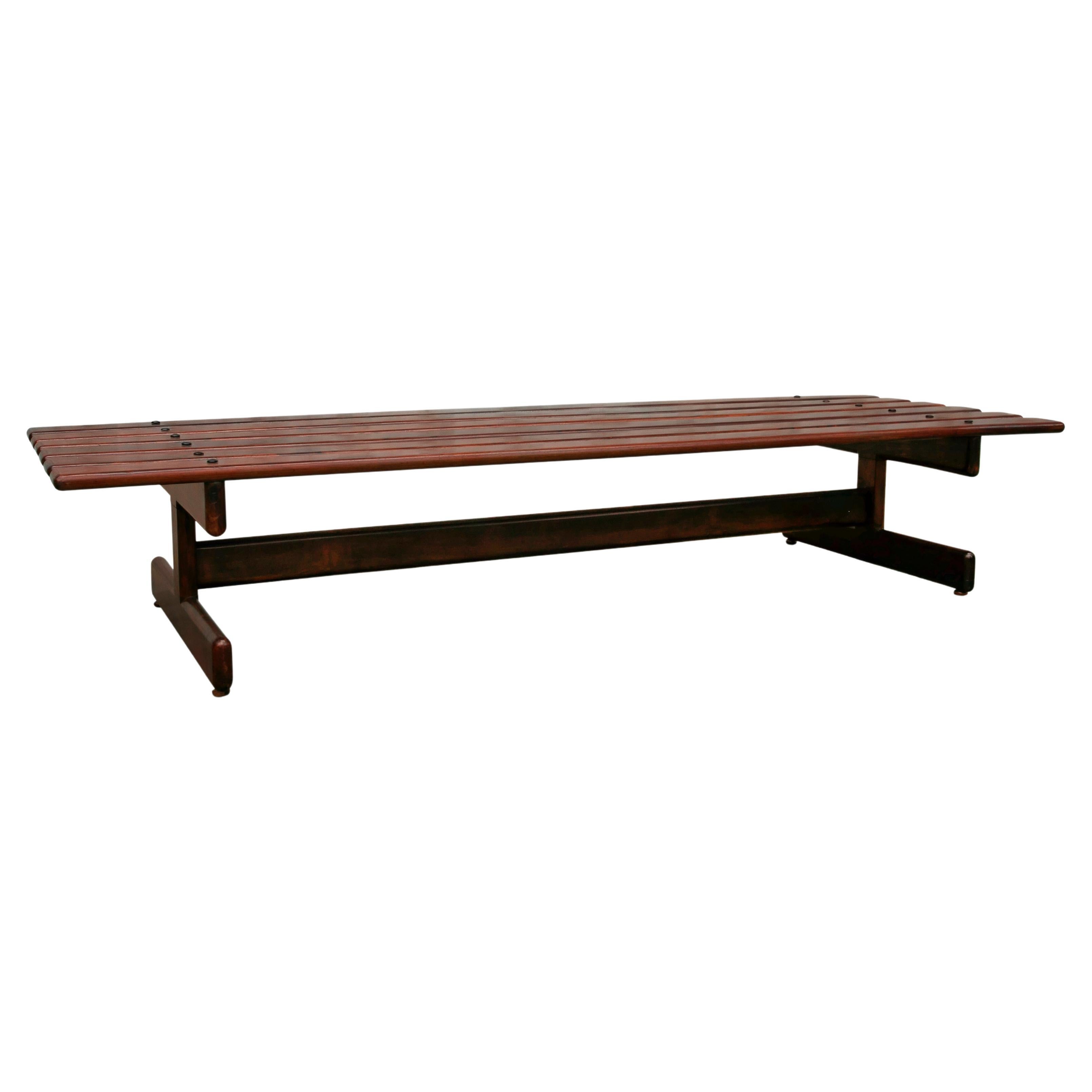 1960s Brazilian Modern Bench in Hardwood by Jorge Jabour Mauad for Móveis Cantu For Sale