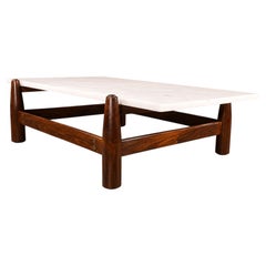 1960s Brazilian Modern Coffee Table by Móveis Cimo, Rosewood & Marble