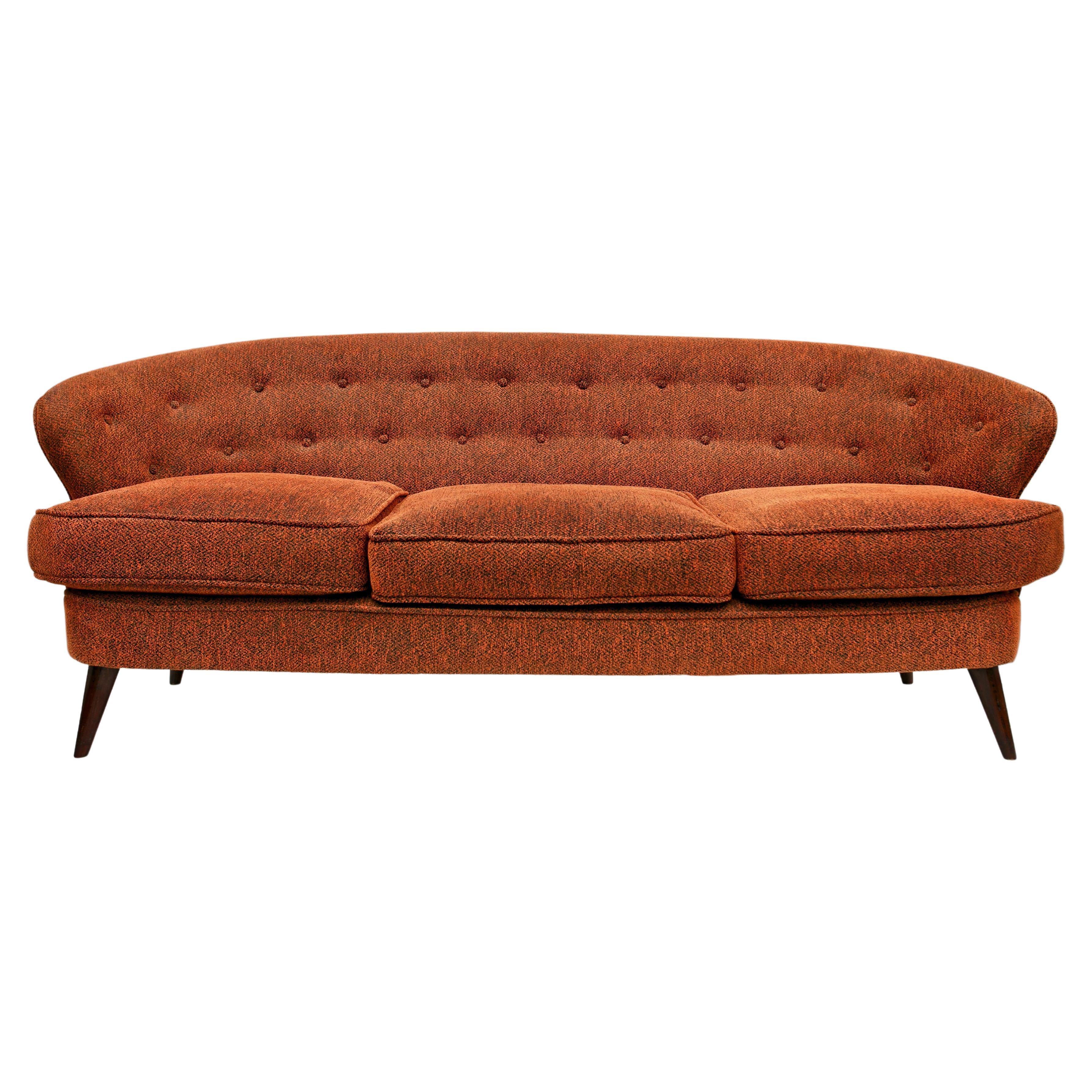 Brasilianisches modernes Sofa-Koncha aus Hartholz und Stoff aus den 1960er Jahren von Joaquim Tenreiro