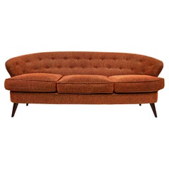 1960's Brazilian Modern Sofa “Concha” in Hardwood & Fabric, by Joaquim Tenreiro
